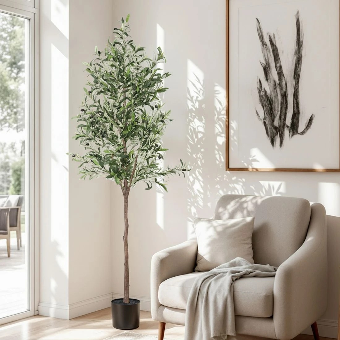 10 Artiss 180cm Artificial Olive Tree Faux Trees Indoor Decor Artificial Plants Lifelike - Green, 10 of 10
