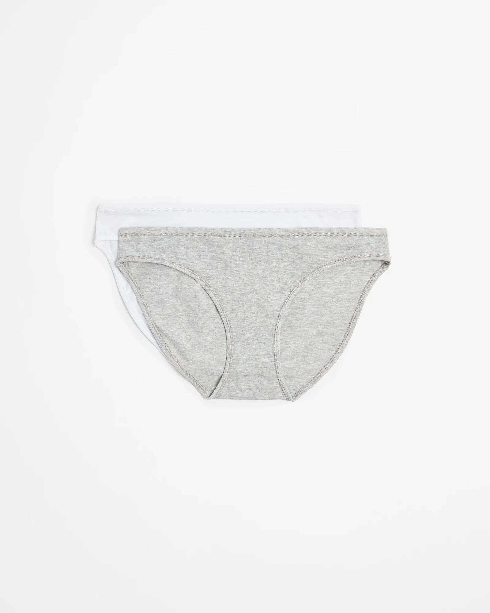 1 Target Woman Womens Super Soft Bikini Briefs 2 Pack GREY MARLE / WHITE, 1 of 4