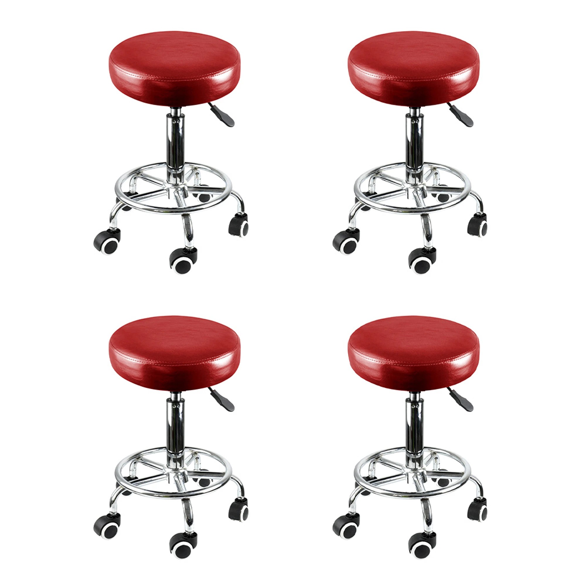 1 Levede 4x Salon Stool Swivel Barber Stools Bar Chair Lift Hairdressing Round Red, 1 of 8