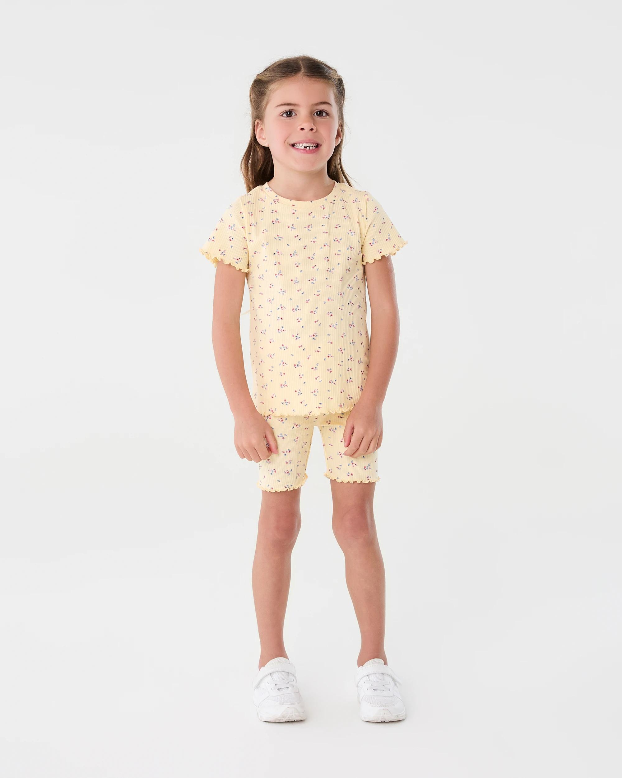 7 Short Sleeve Ribbed T-shirt Ylw Floral, 7 of 8