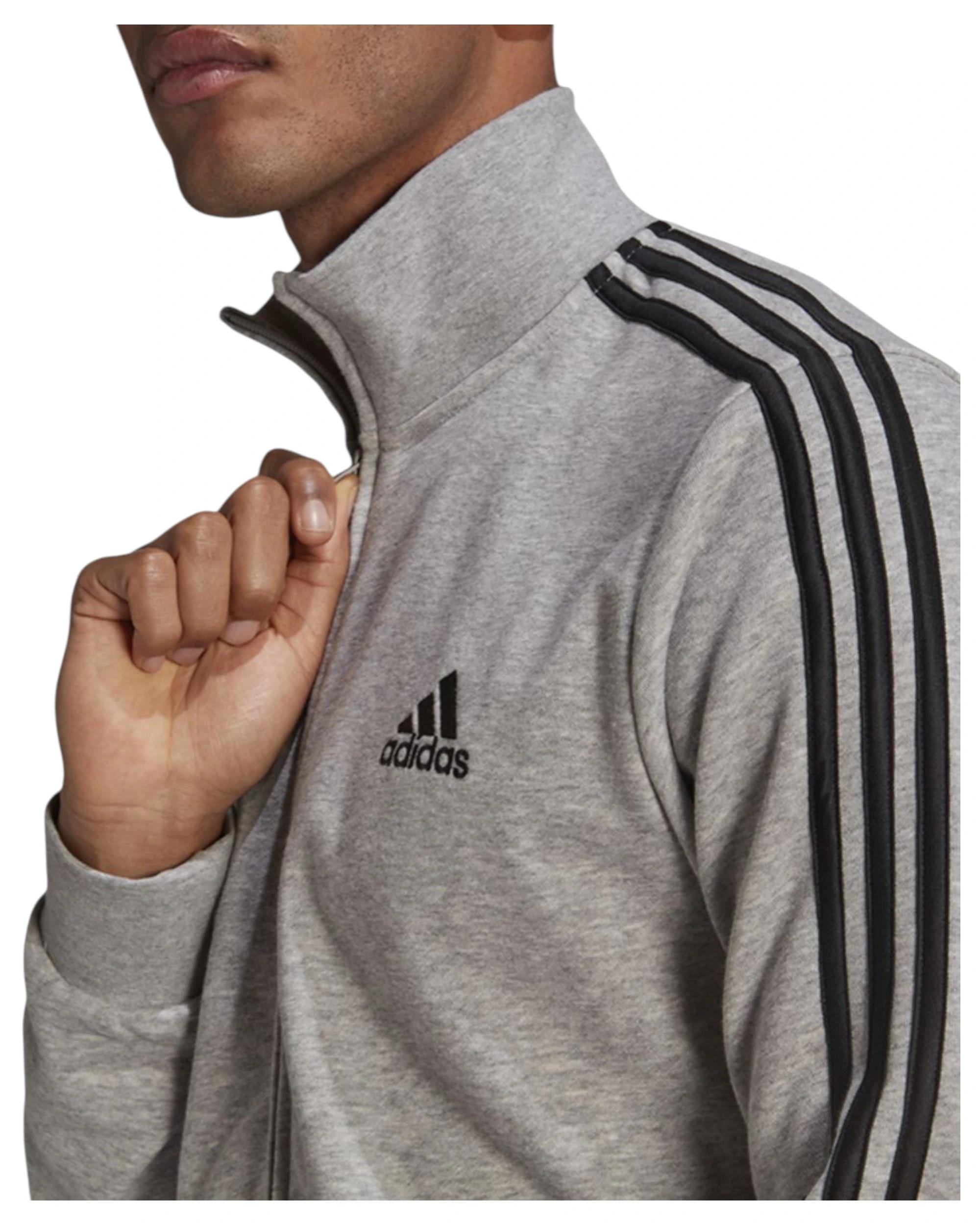 7 Adidas Mens Aeroready Essentials 3 Stripes Grey/Black Tracksuit GREY/BLACK, 7 of 7