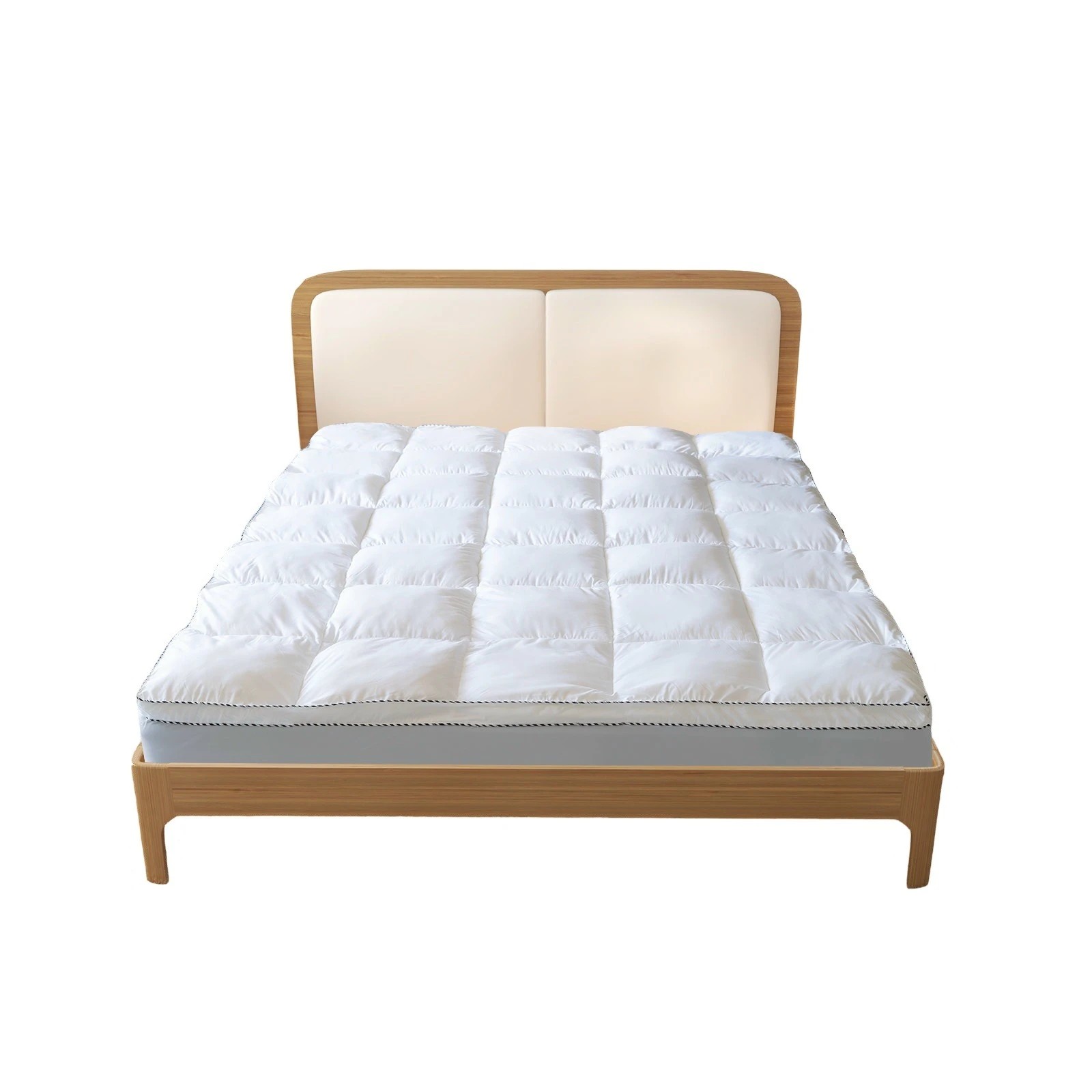 2 Royal Comfort 1000GSM Luxury Bamboo Fabric Gusset Mattress Pad Topper Cover - Queen Bed - White, 2 of 8