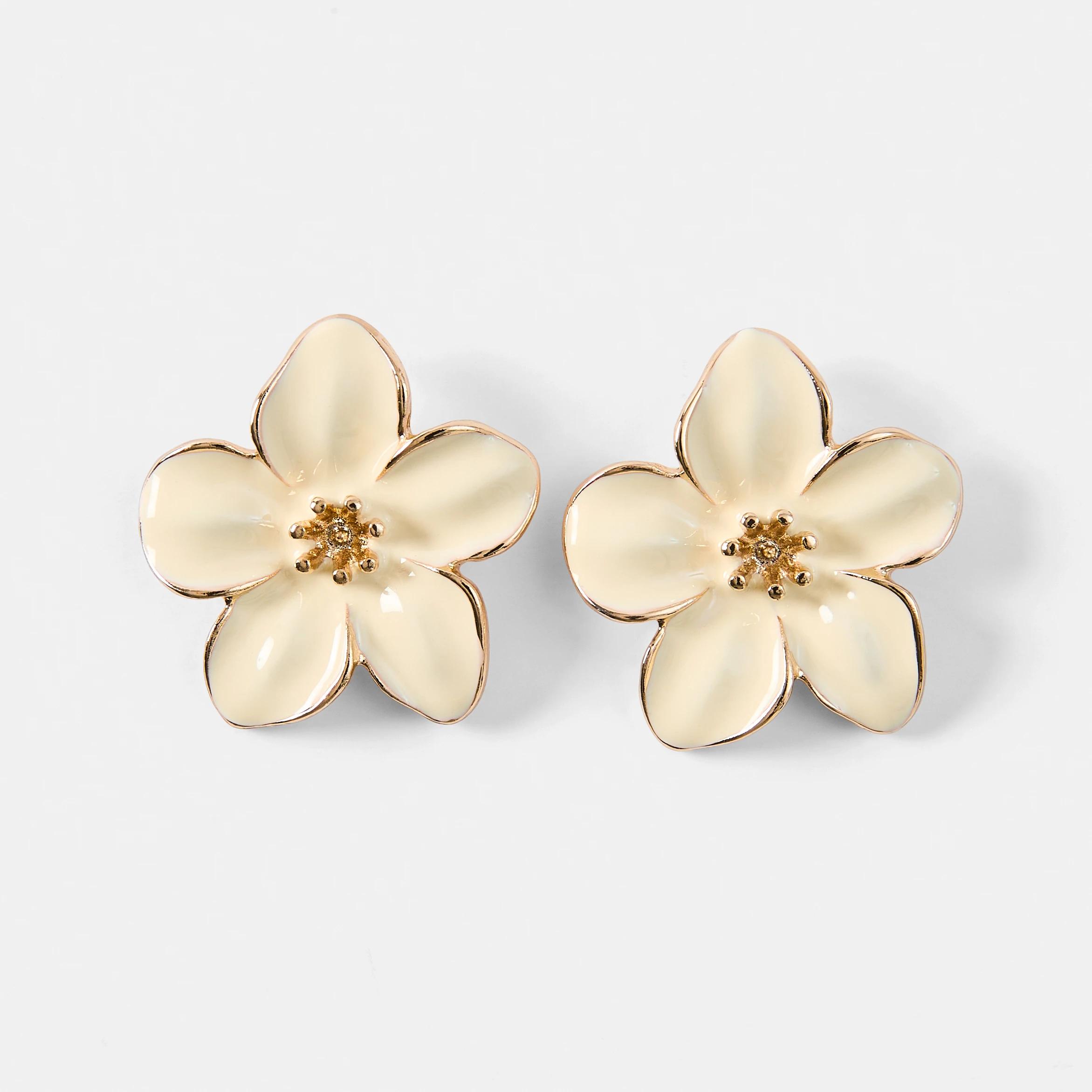 1 Flower Stud Earrings Yellow, 1 of 4
