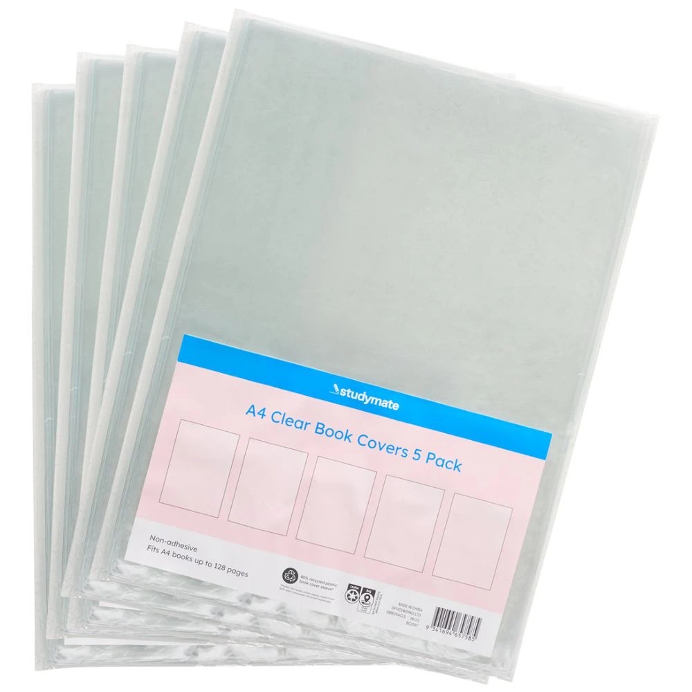 3 Studymate A4 Book Cover Clear 5 Pack, 3 of 3