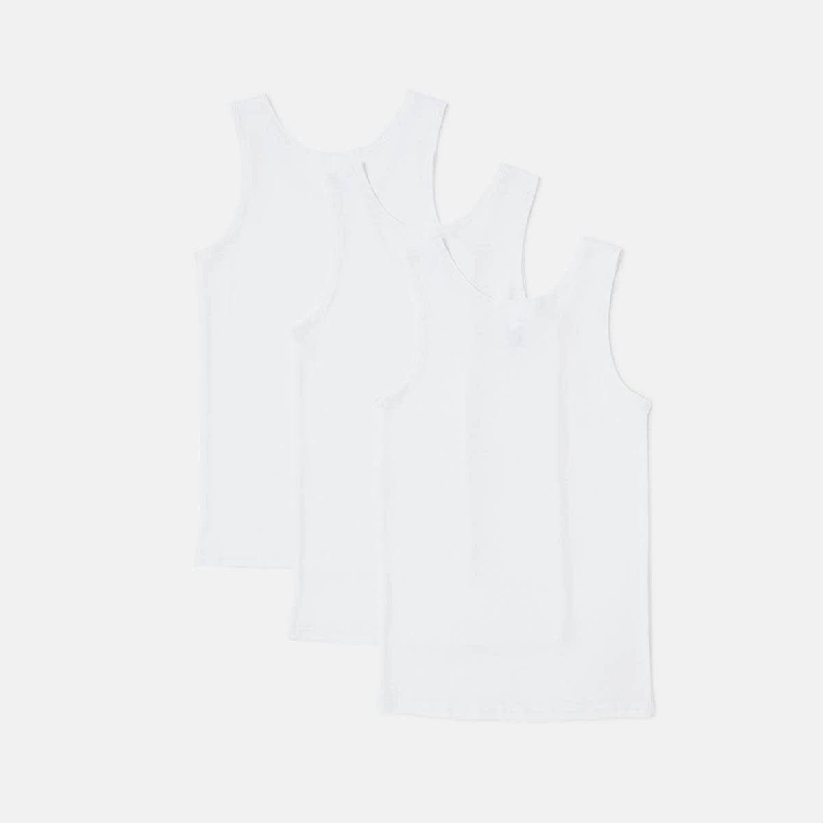 2 3 Pack Wide Strap Singlets White, 2 of 3