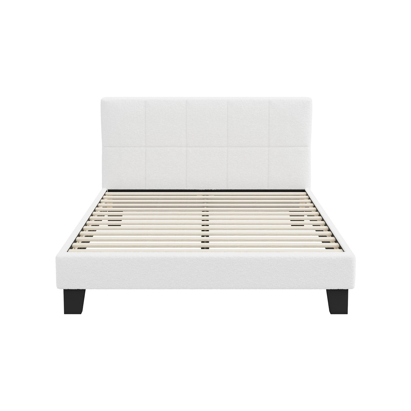 7 Oikiture Bed Frame Double Size Base White Boucle Tofu
 - White, 7 of 10