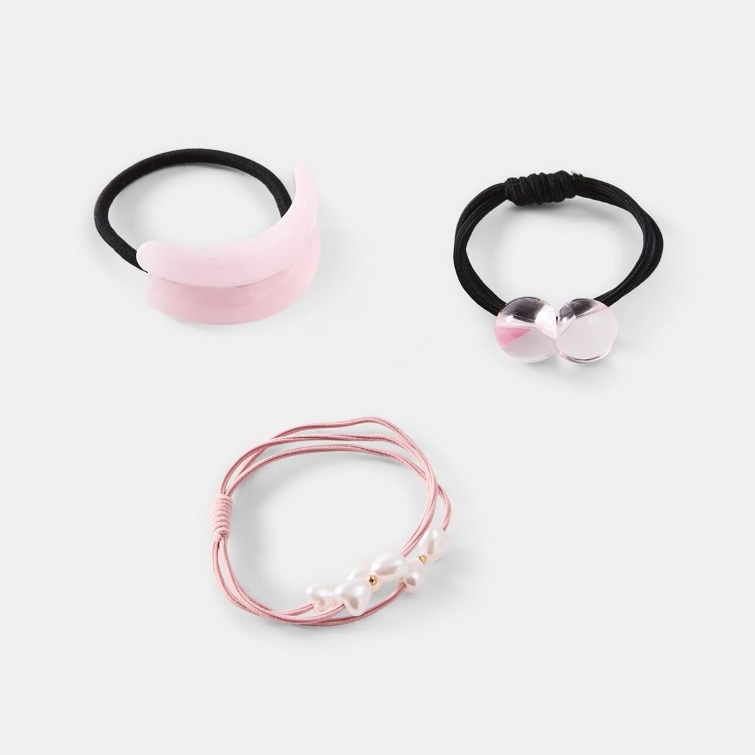 1 3 Pack Acrylic Hair Ties - Pink and Black, 1 of 4