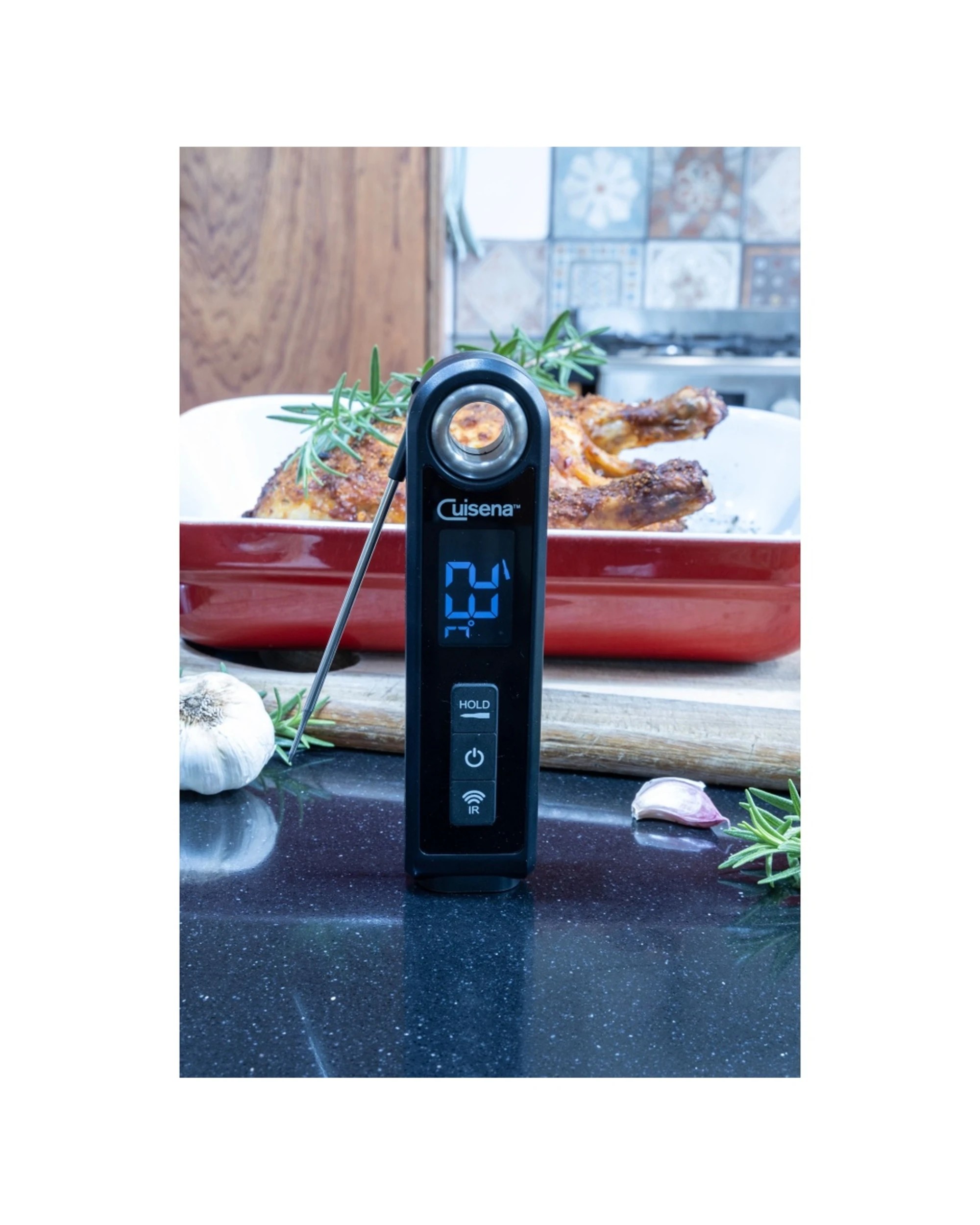 4 Cuisena Digital Thermometer With Built In Infrared Laser Pointer & Stainless Steel Probe - Black, 4 of 4