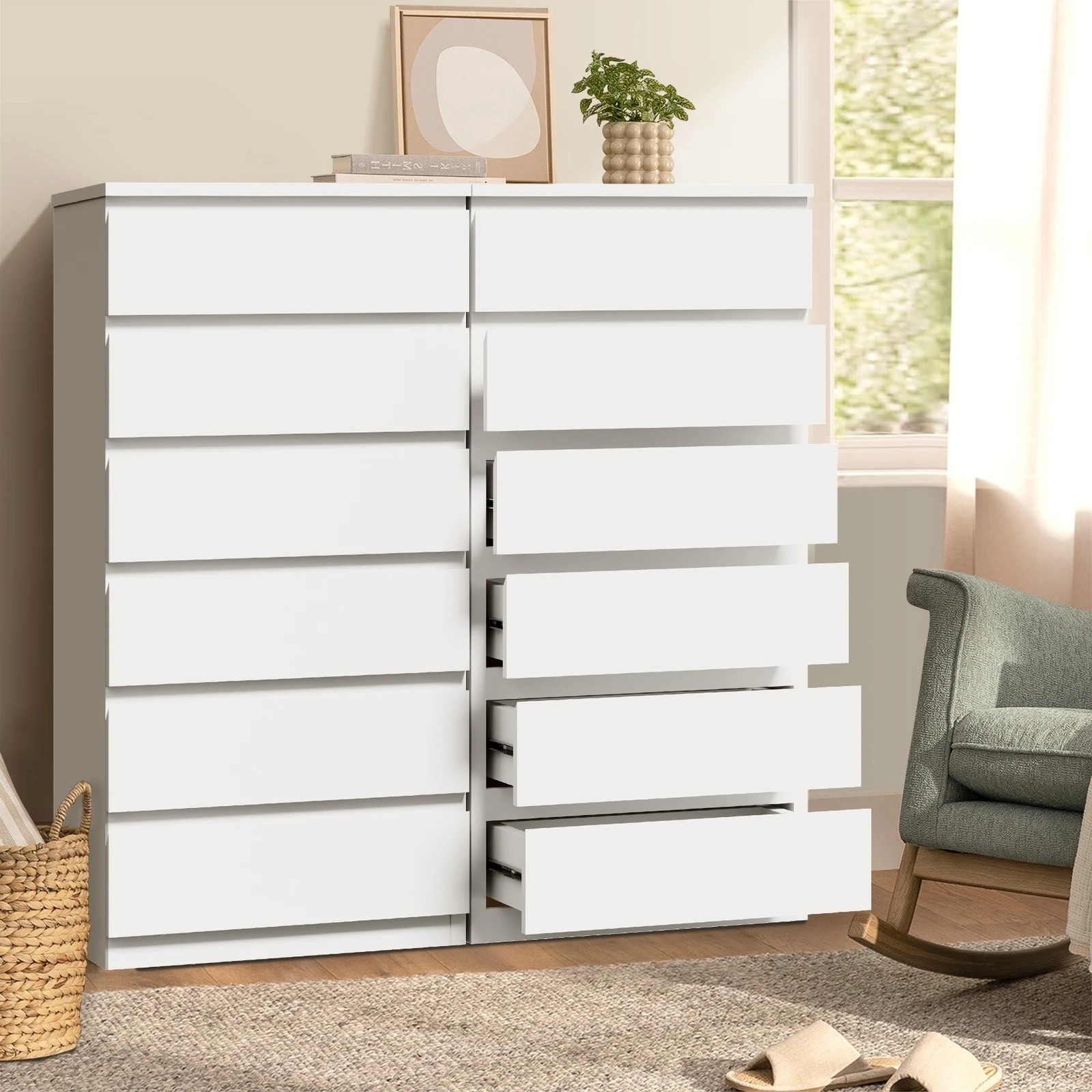 3 Oikiture 6 Chest of Drawers Tallboy Dresser Table Storage Cabinet - White, 3 of 9