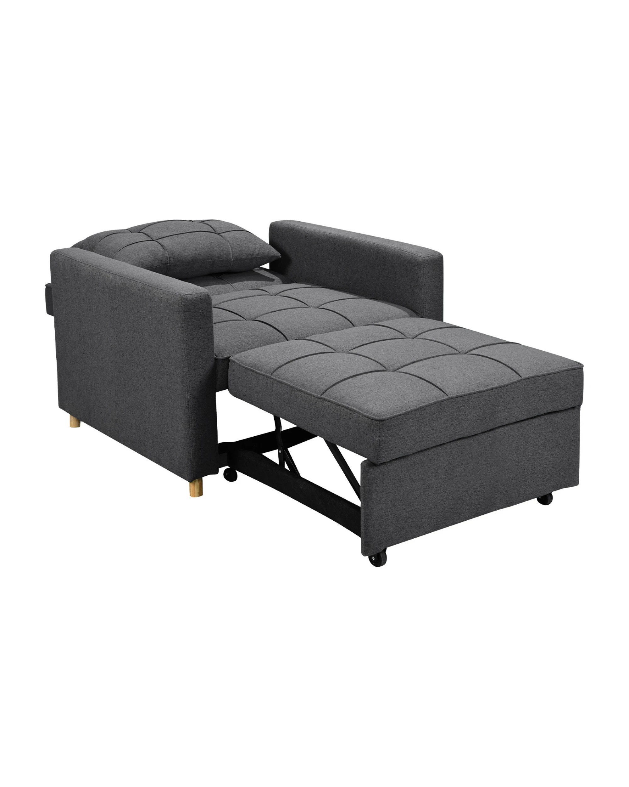 2 Suri 3-in-1 Convertible Lounge Chair Bed By Sarantino - Dark Grey, 2 of 10