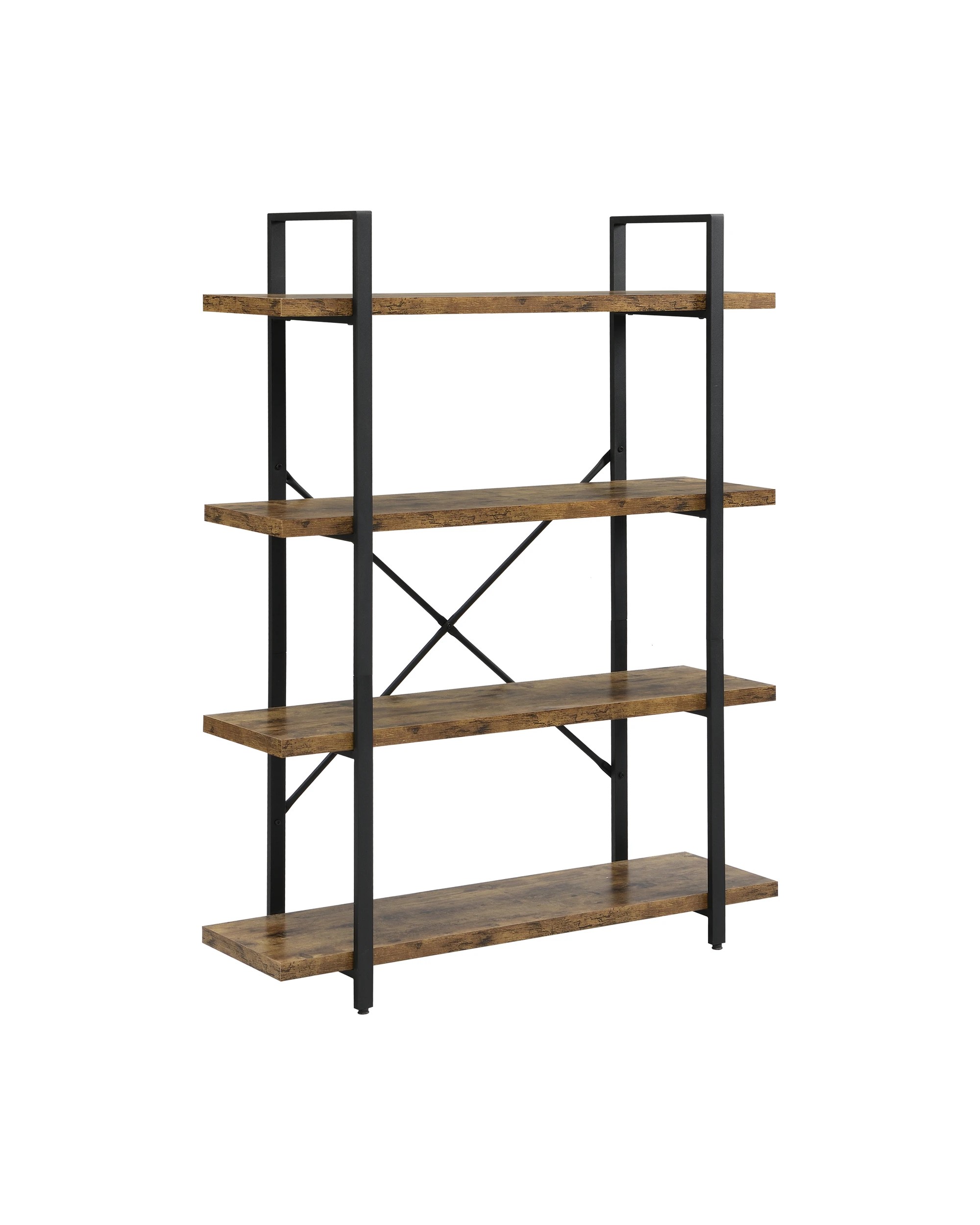 1 IHOMDEC 4 Tier Industrial MDF Steel Bookshelf, 1 of 5