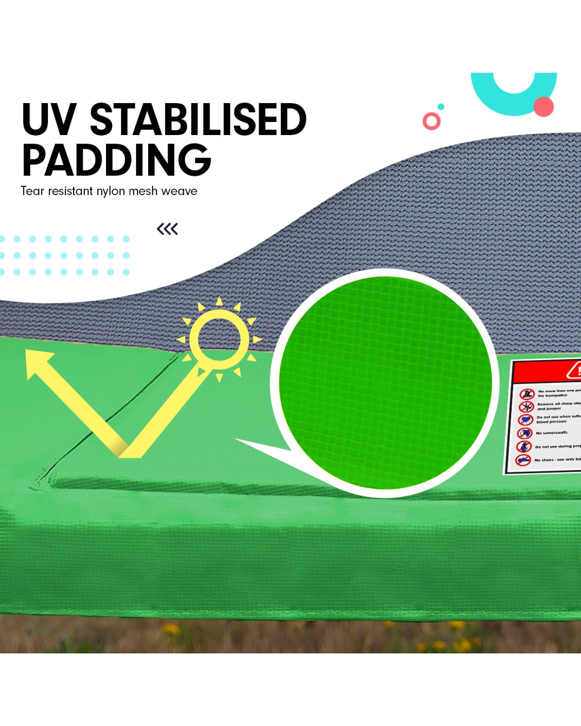 3 Kahuna Trampoline 8 Ft X 11 Ft Outdoor Rectangular Rainbow With Basketball Set, 3 of 10