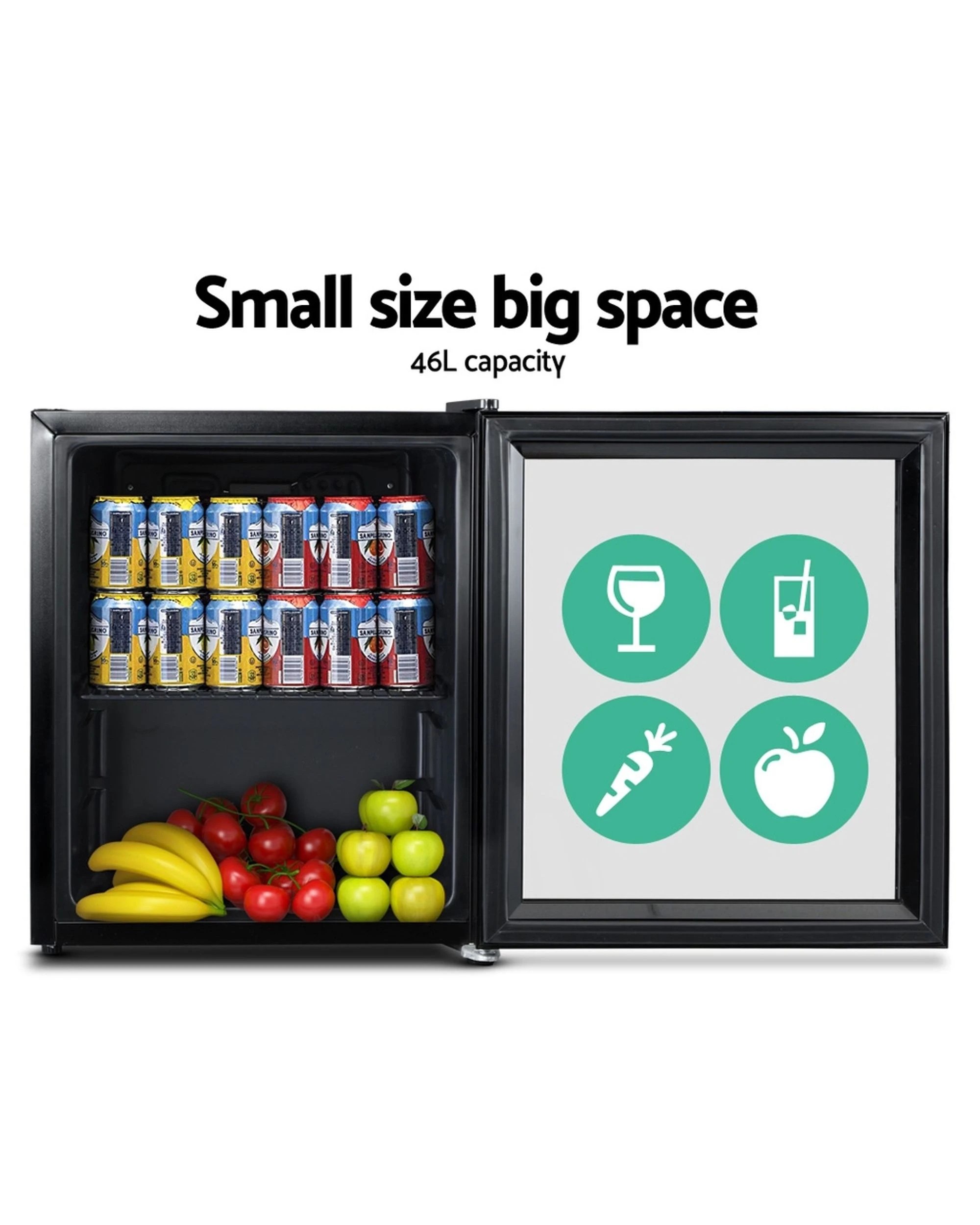 3 Devanti 46L Bar Fridge Glass Door - Black, 3 of 7