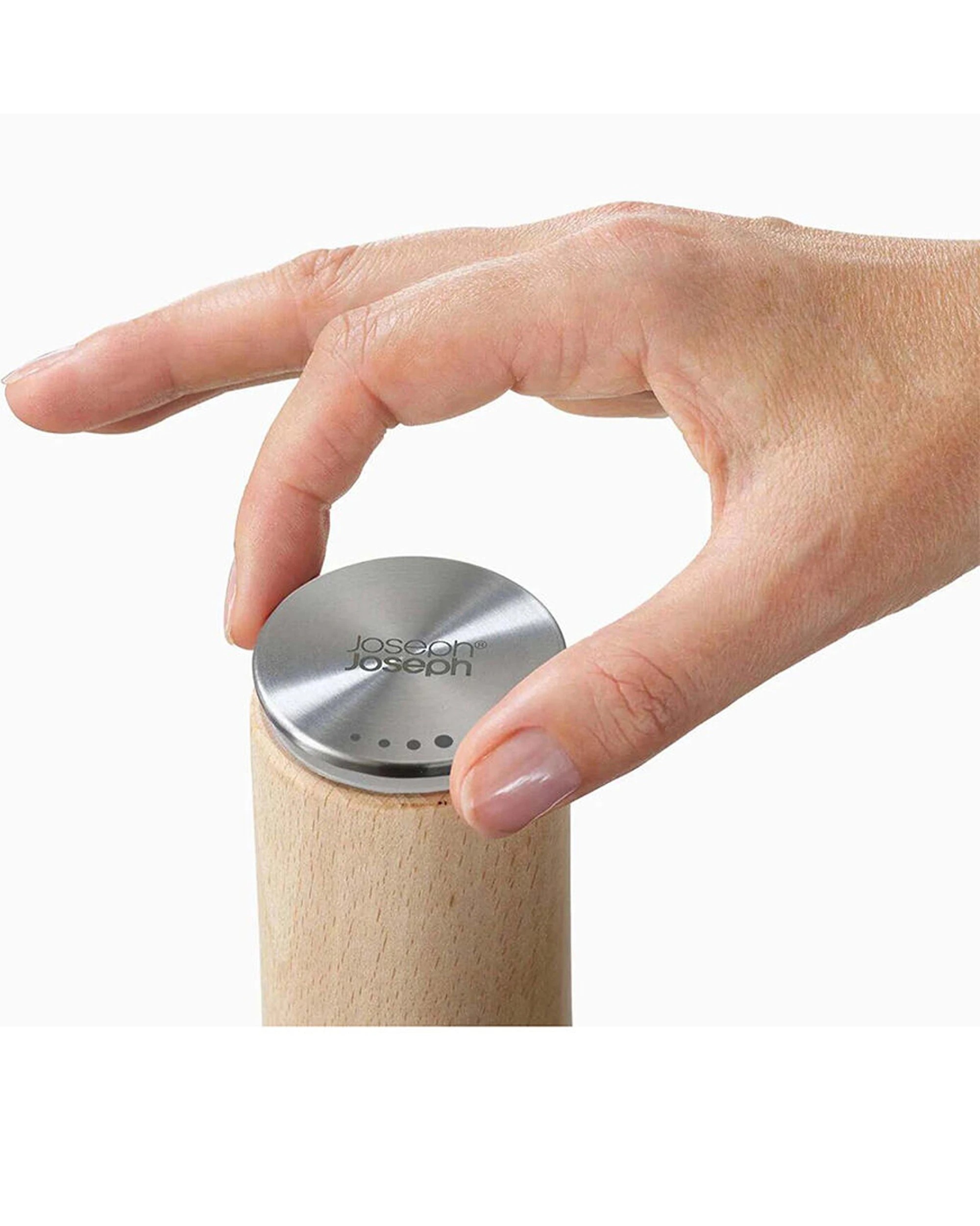 5 Joseph Joseph 2PK Milltop Wood No-spill Salt Mill Beech Ceramic Grinder - Natural, 5 of 6
