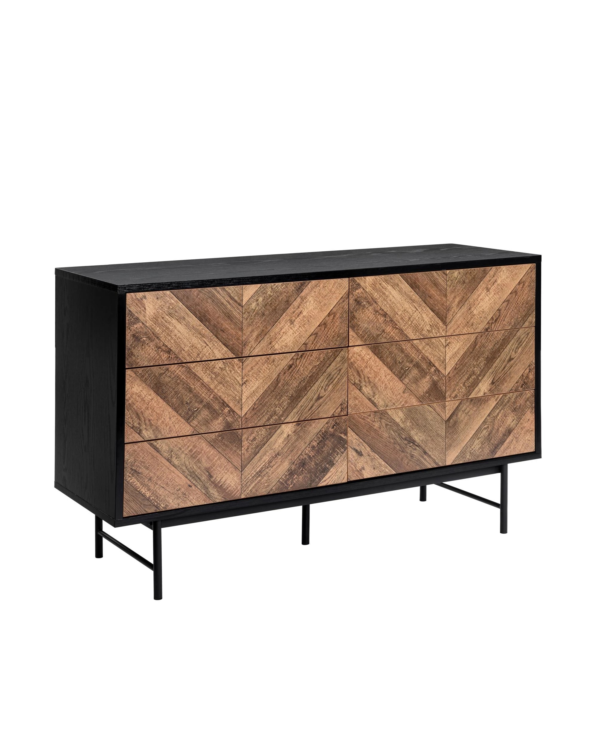 1 Kodu Tallboy Lowboy Dresser Chest with 6 Drawers - Black, 1 of 10