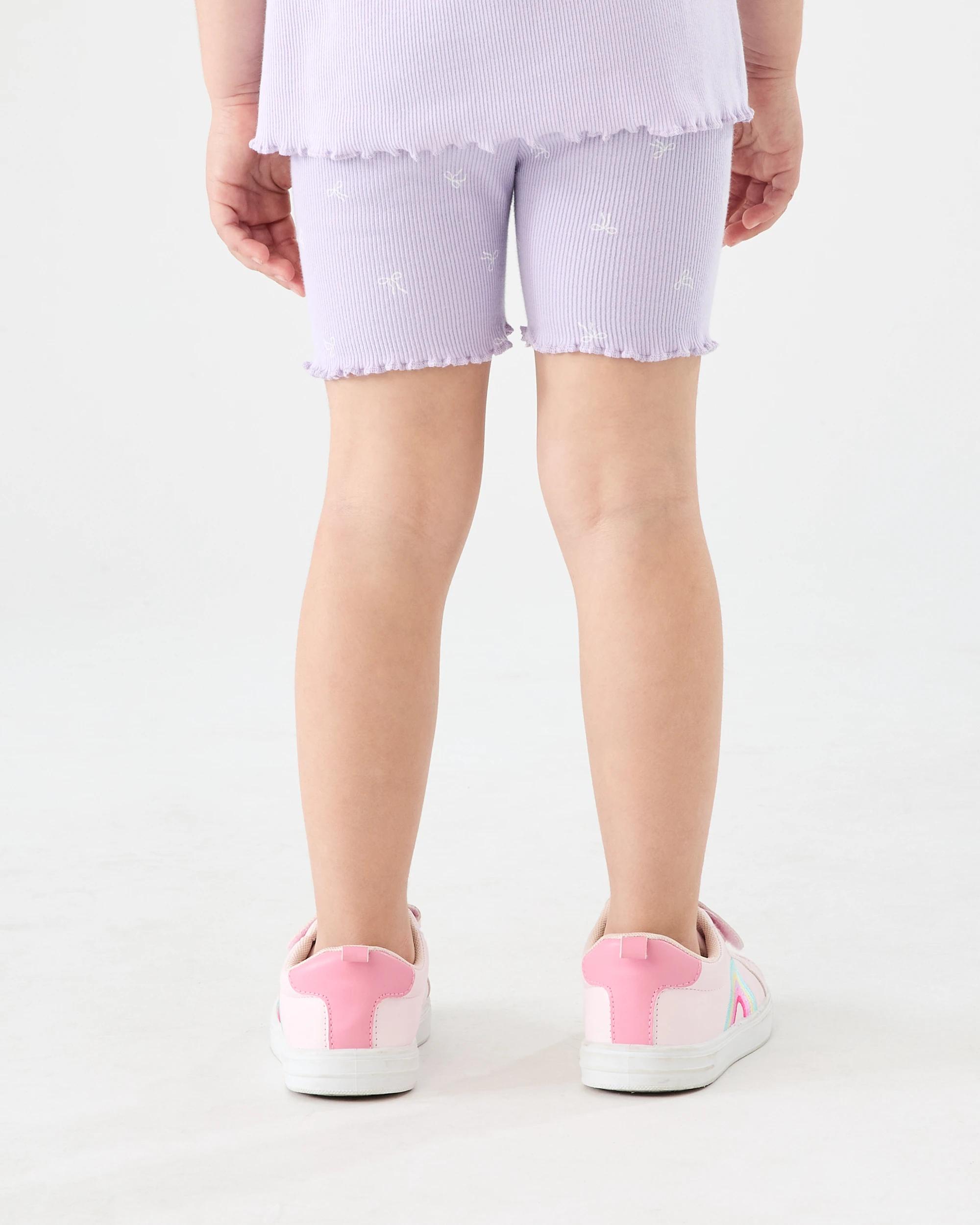 2 Printed Rib Bike Shorts CUTE BOWS PASTEL LILAC, 2 of 6