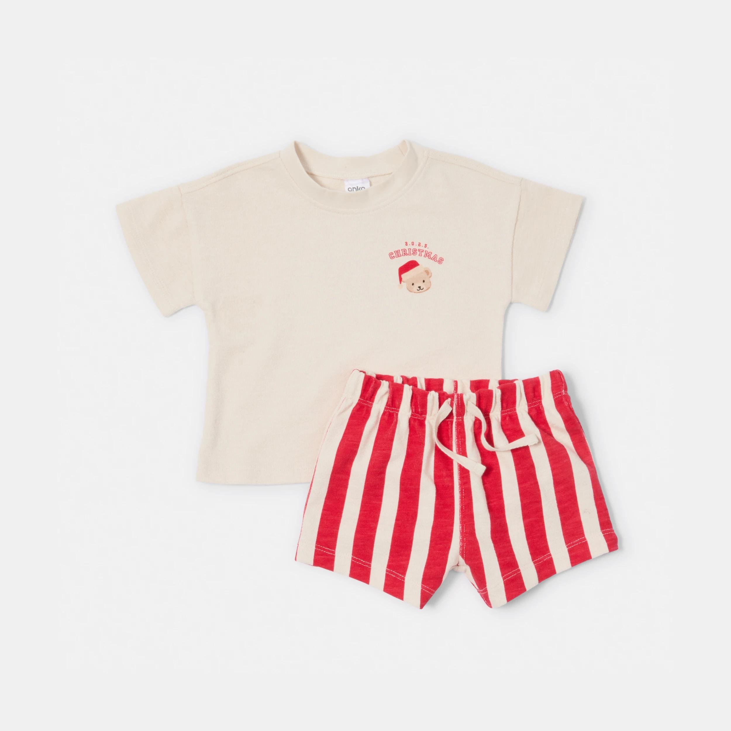 1 Christmas Short Sleeve T-shirt and Shorts Set CHALK CHRISTMAS, 1 of 6