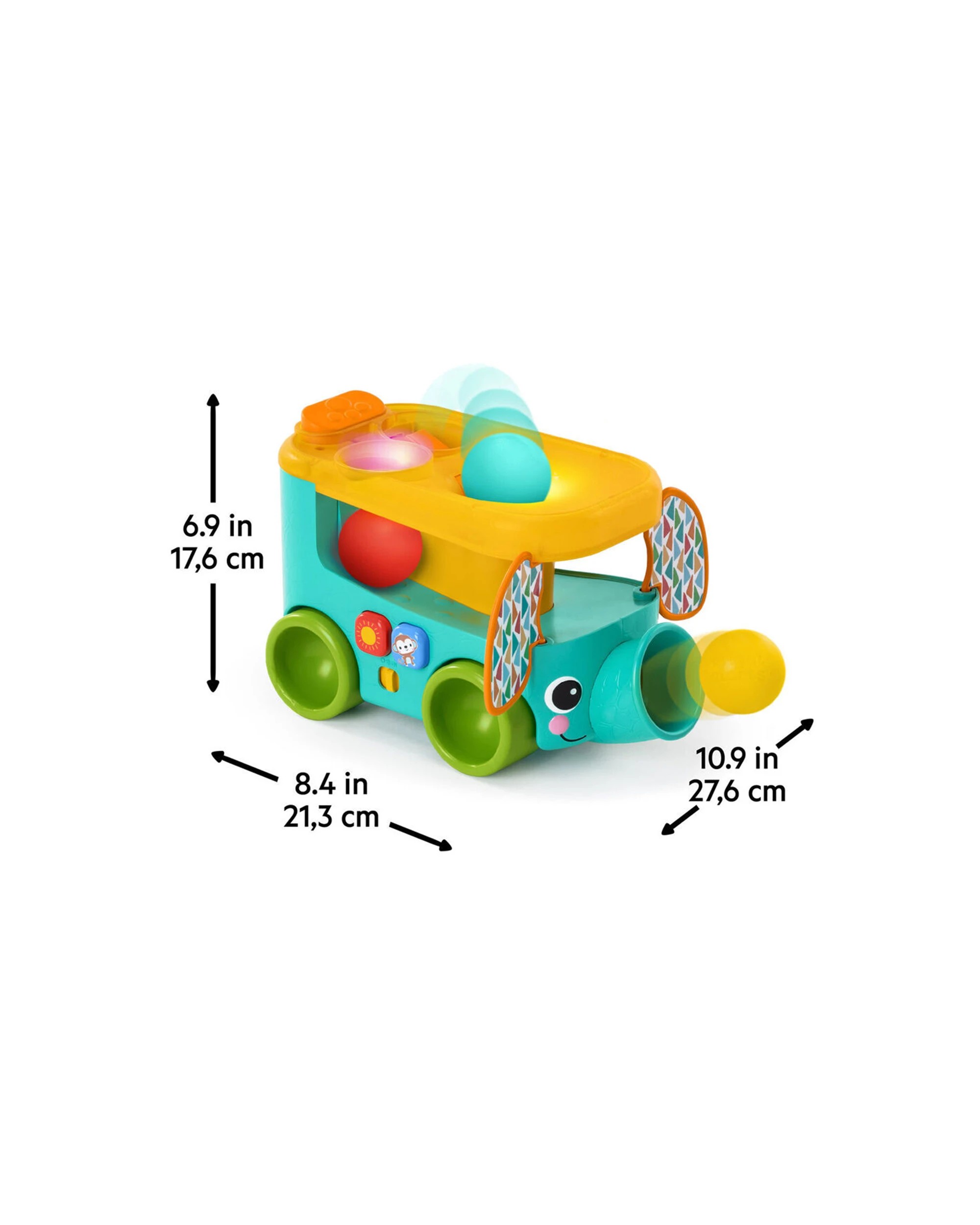 2 Bright Starts Pop And Roll Safari Bus Ball Toy Lights And Sounds 6 Months - Multi, 2 of 7