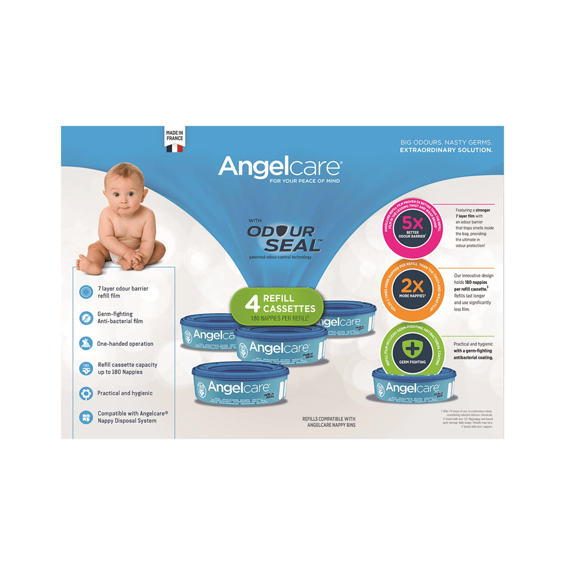 2 Angelcare Odour Seal Nappy Disposal System With 4 Refills 38 Nappy Capacity - Hygienic Bin One Handed Use
 - White, 2 of 6