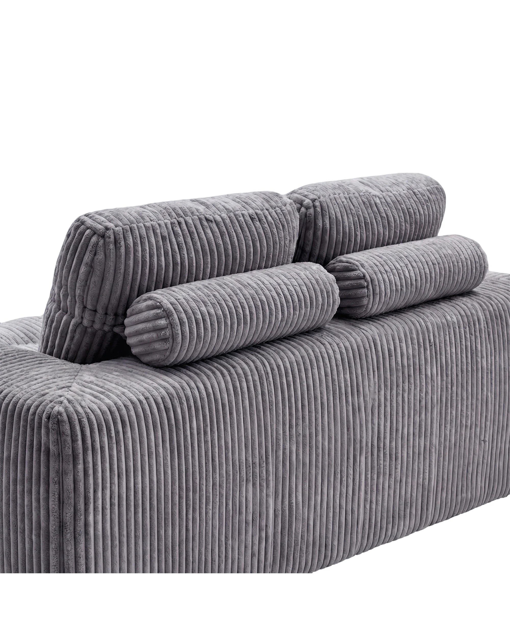 3 Advwin Folding Sofa Bed 2 in 1 Convertible Floor Loveseat Sofa Fold Out Corduroy Sleeper Couch with 2 Pillows, 3 of 10
