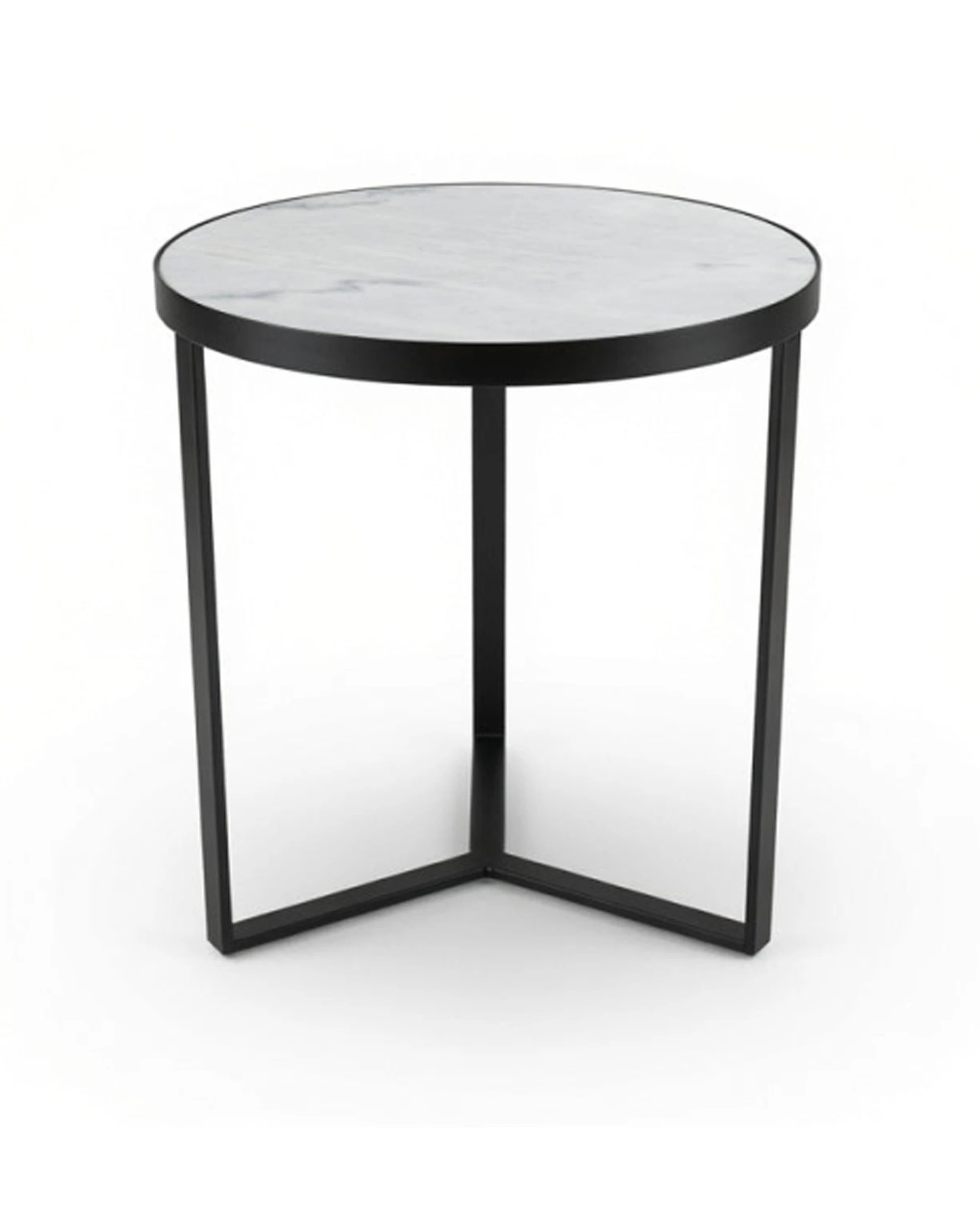 1 Codu Lume Side Table Metal Frame Marble Top 60x50x50cm Black - Multi, 1 of 9