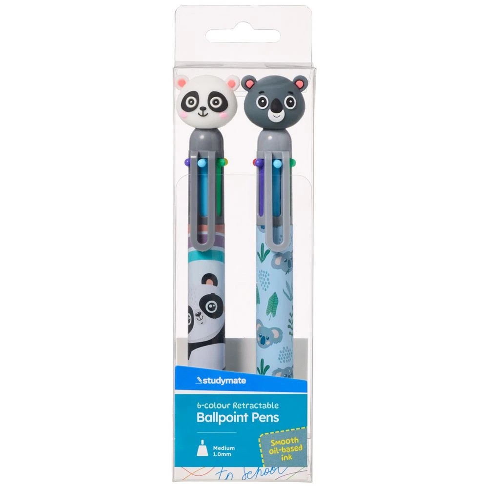 1 Studymate 6 Colour Ballpoint Pen with Charm 2 Pack, 1 of 3