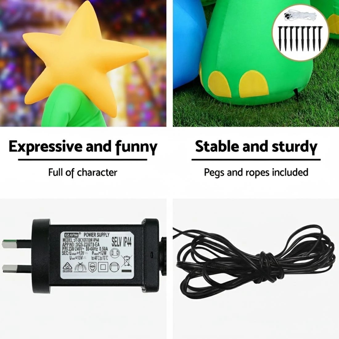 6 Jingle Jollys Christmas Inflatable Dinosaur 1.86M Height LED Decorations Illuminated - Multi, 6 of 7