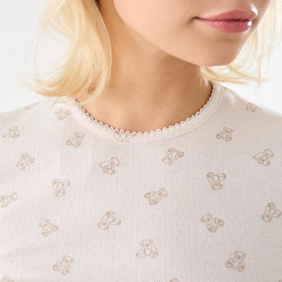 6 Short Sleeve Pointelle Fitted T-shirt Tdy Bear L, 6 of 7