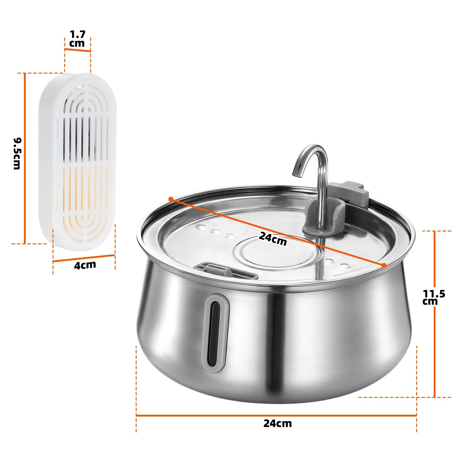 2 Pet Scene Automatic Cat Water Fountain Stainless Steel Electric LED, 2 of 7