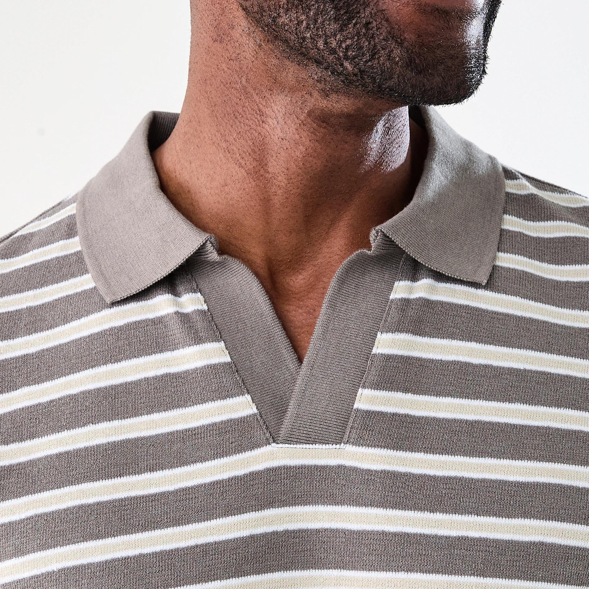 5 Textured Stripe Polo Shirt DRIFT WOOD STRIPE, 5 of 6