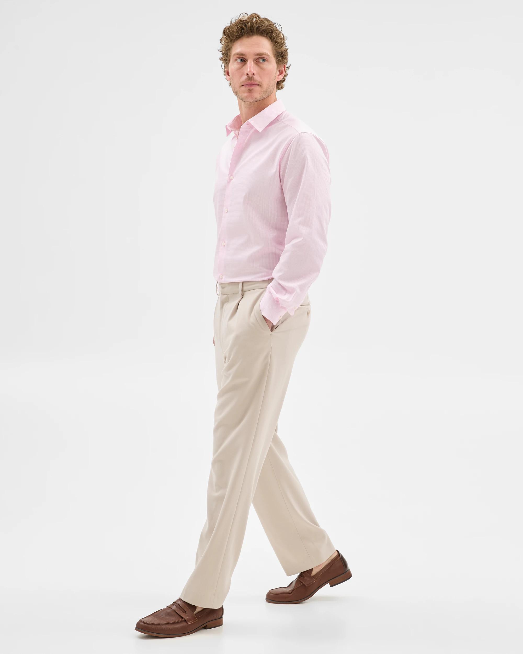 2 Australian Cotton Long Sleeve Gingham Shirt - Preview PINK CHECK, 2 of 5