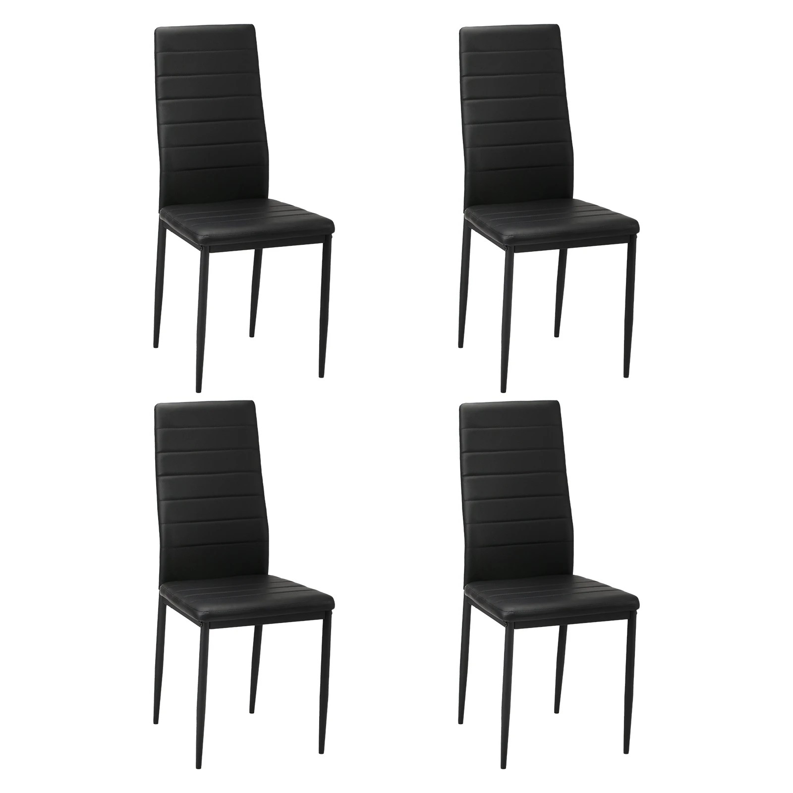 1 Oikiture 4pcs Dining Chairs High-back Kitchen Chair Padded Faux Leather
 - Black, 1 of 10