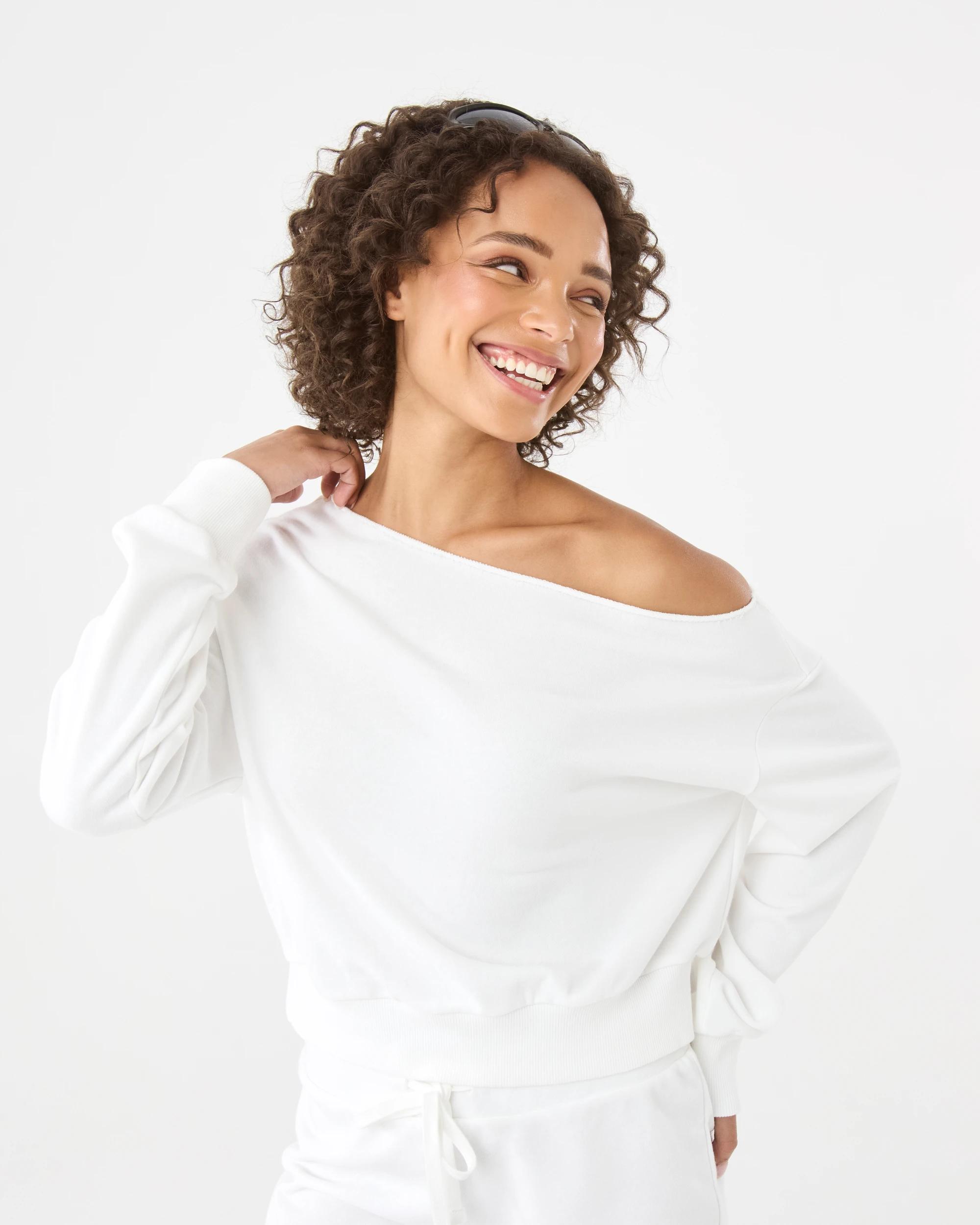 5 Off The Shoulder Sweatshirt Snw White, 5 of 8