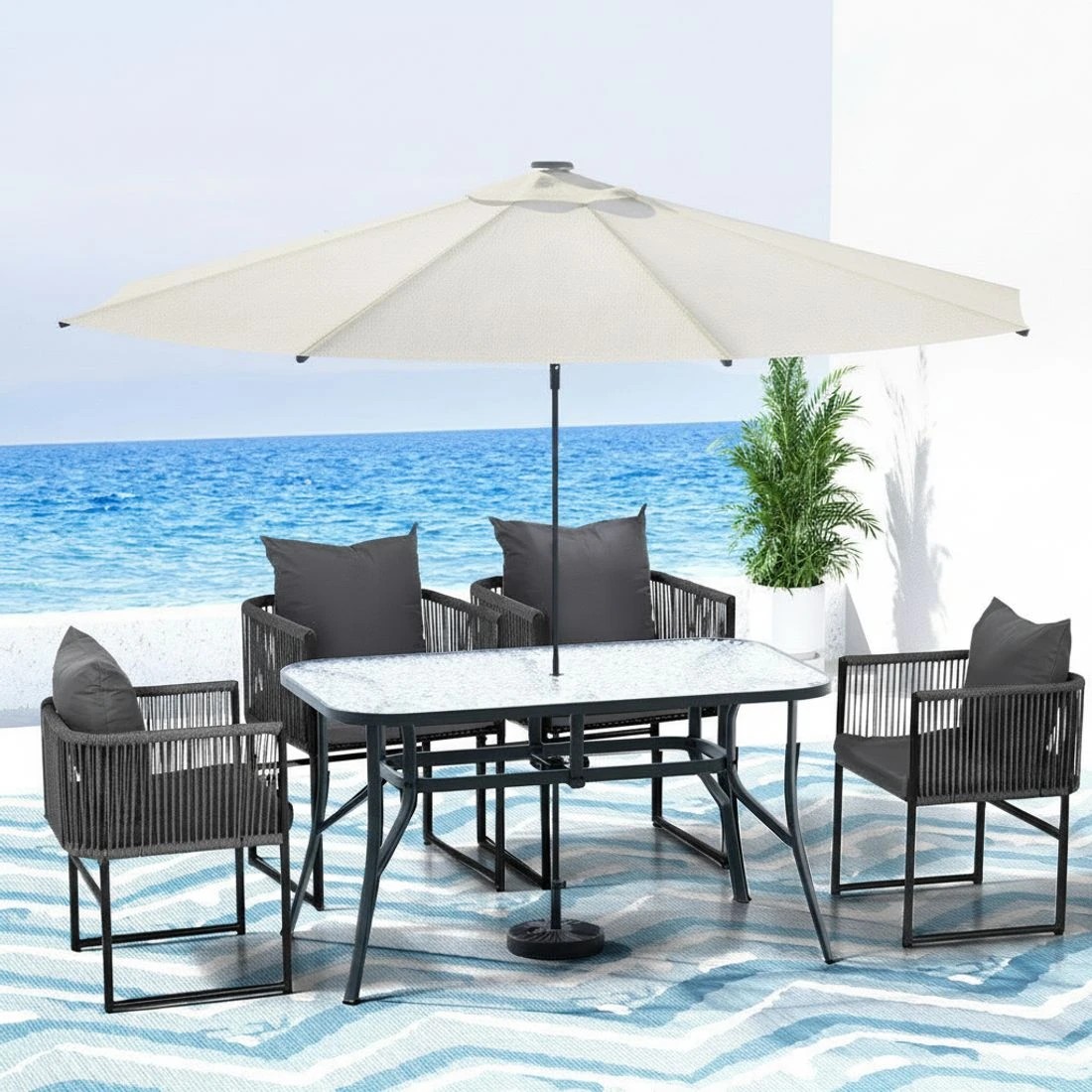 4 Gardeon 5PC Outdoor Dining Set Table and Chairs Patio Furniture Garden Bistro Set - Black, 4 of 6