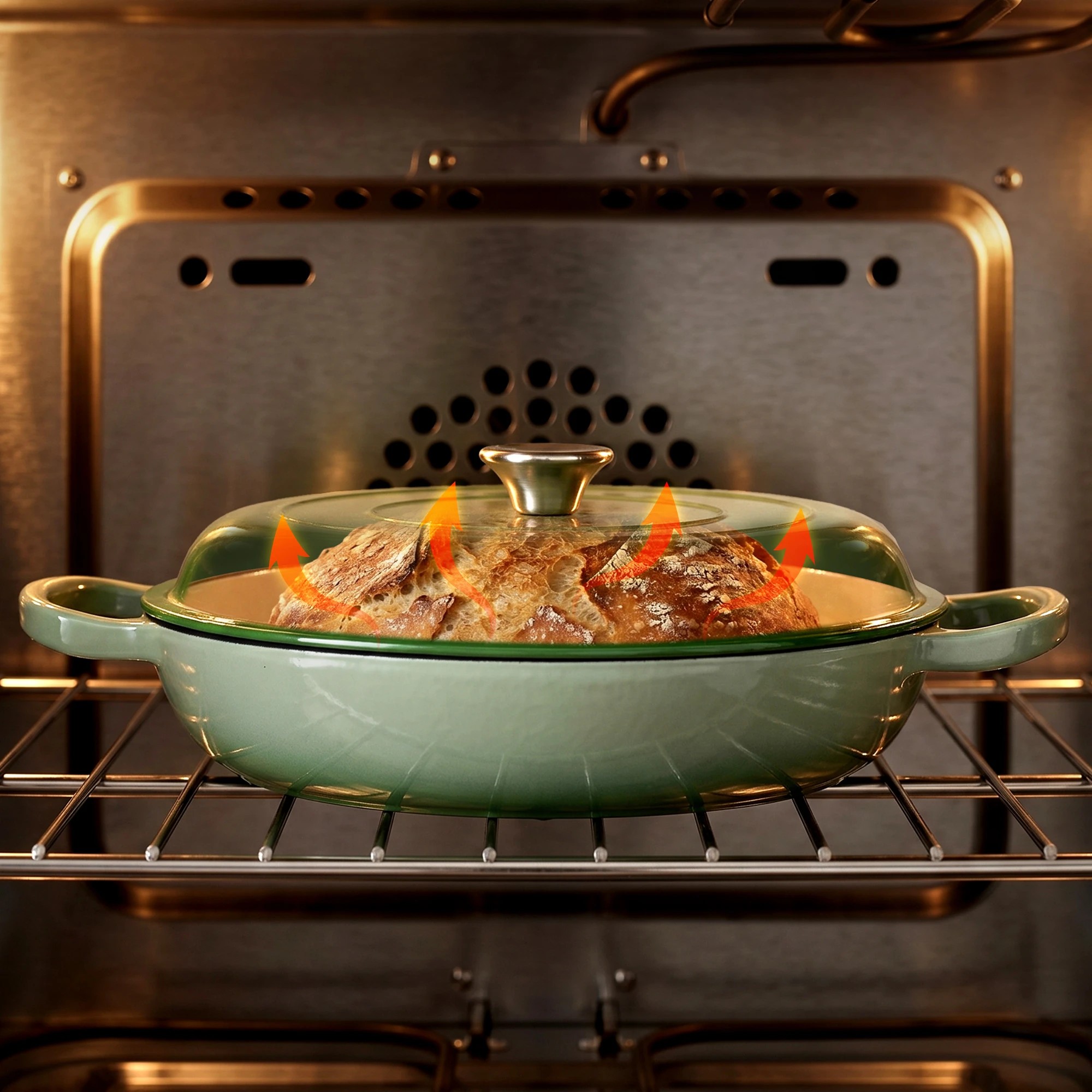 6 5-Star Chef 3.3L Enameled Cast Iron Dutch Oven Pot with Lid Easy-to-Clean Cooking Pot - Green, 6 of 9
