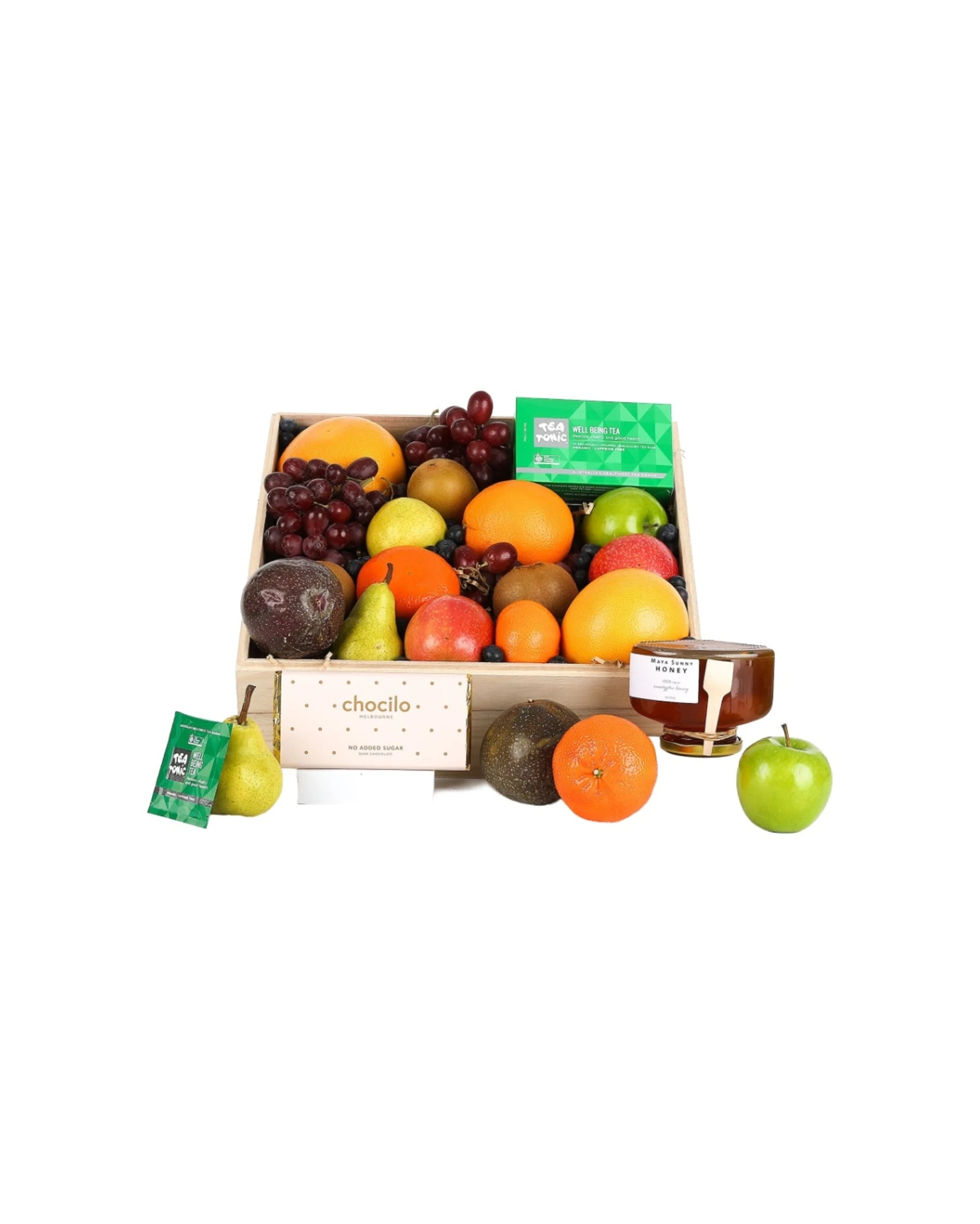 1 Gift Basket Get Well Fruit Basket With Tea Honey Chocolates - Multi, 1 of 6