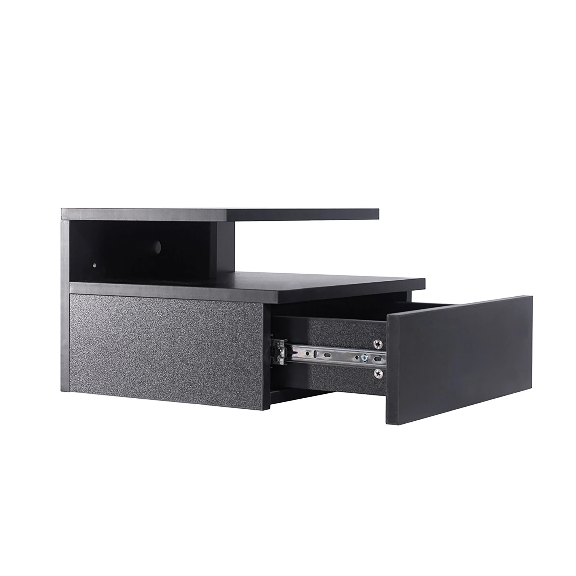 3 Levede 2x Floating Nightstand - Black, 3 of 4