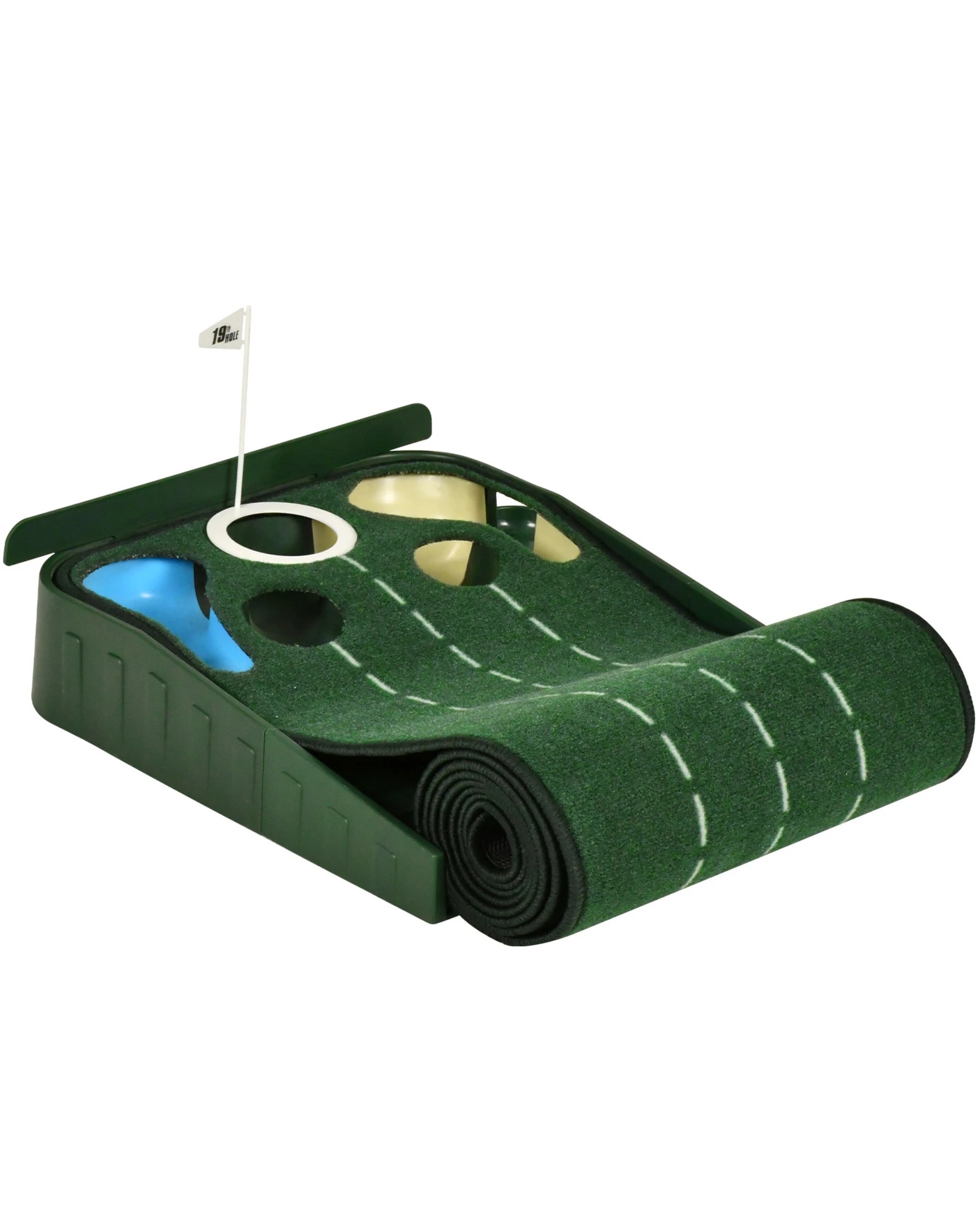 2 Advwin 5 Holes Golf Putting Mat with Auto Ball Return - Green, 2 of 7