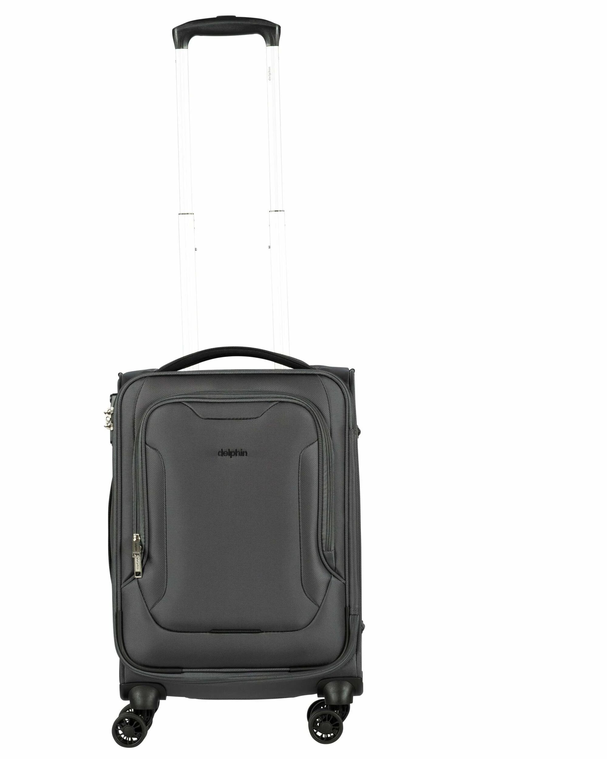 1 Delphin Caspian 2 Softside Carry-On Spinner Suitcase - 56cm - Grey, 1 of 5