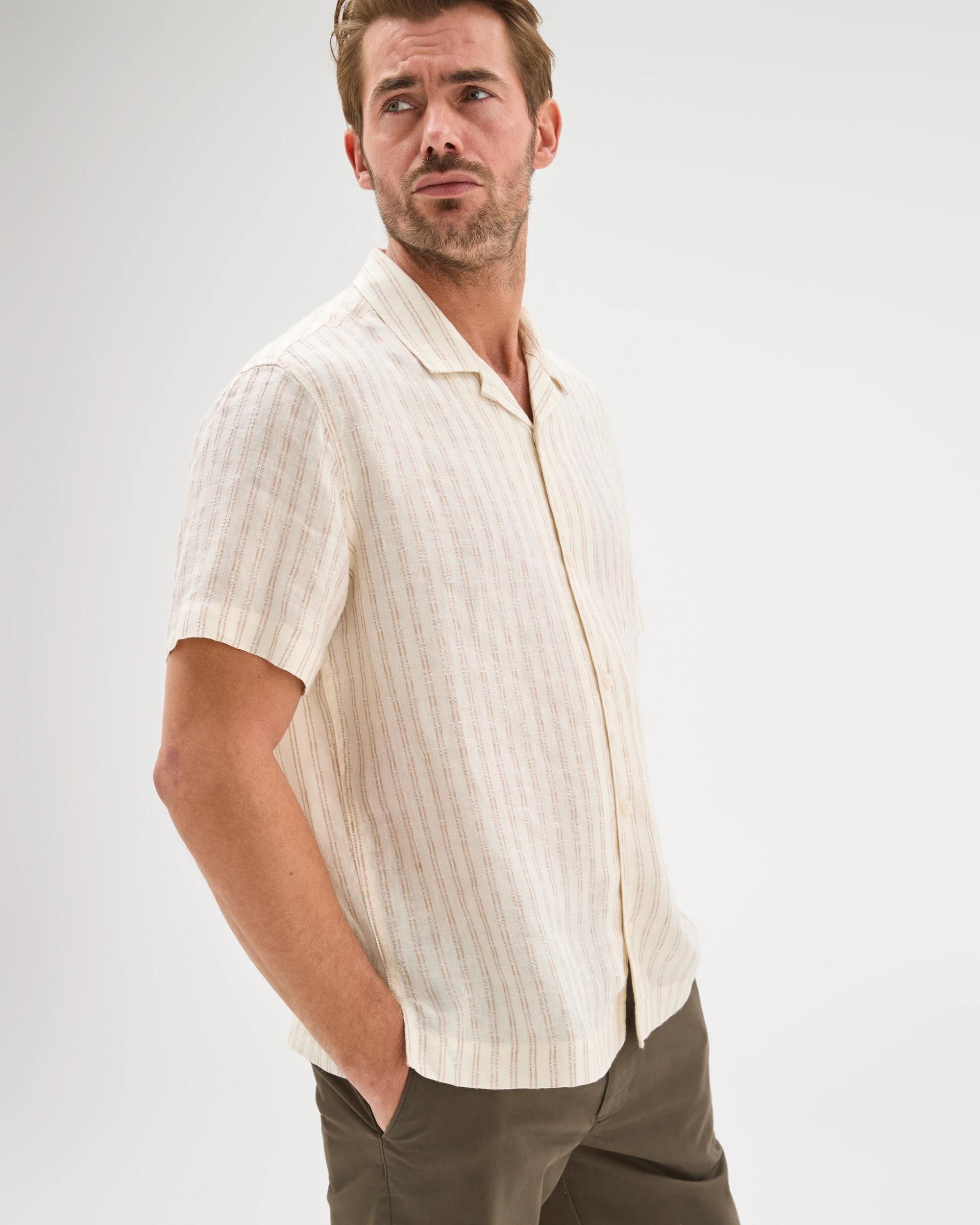 4 Target Man Revere European Linen Shirt NEUTRAL STRIPE, 4 of 7