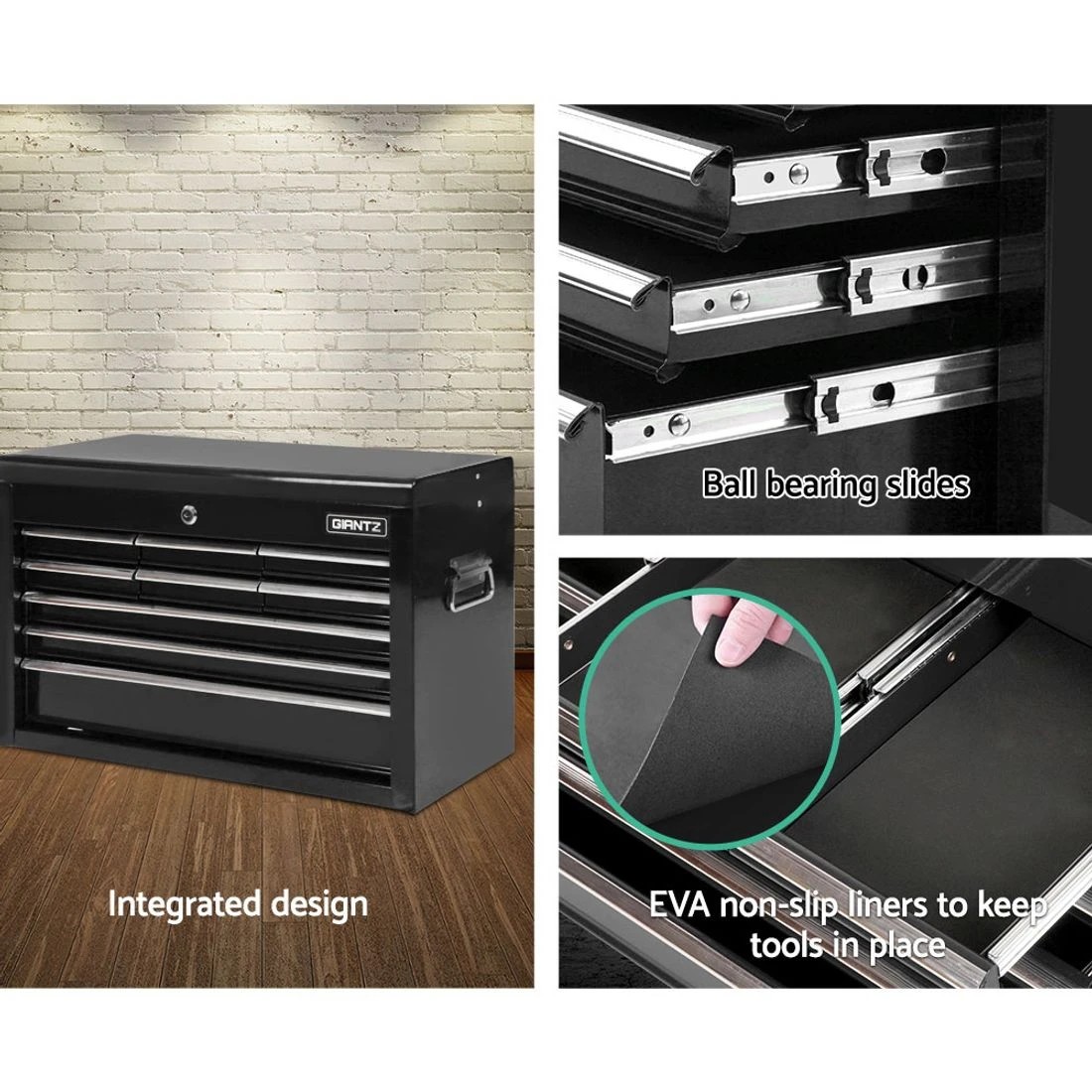 3 Giantz 9 Drawer Tool Box Cabinet Chest Toolbox Storage Garage Organiser - Black, 3 of 7