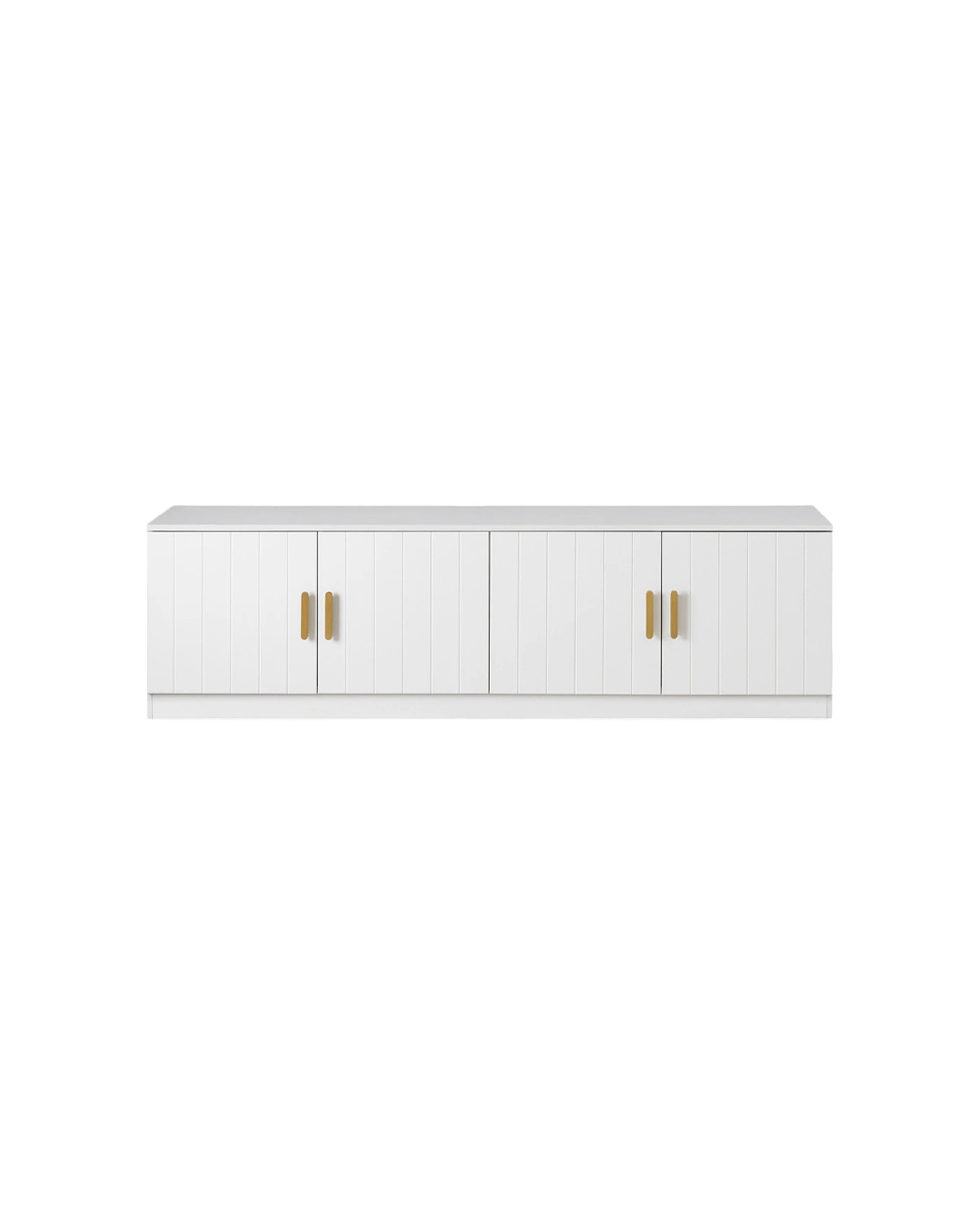 1 European Cabinetry Bucharest VJ Panel TV Unit Brass Oval Handle - White, 1 of 4