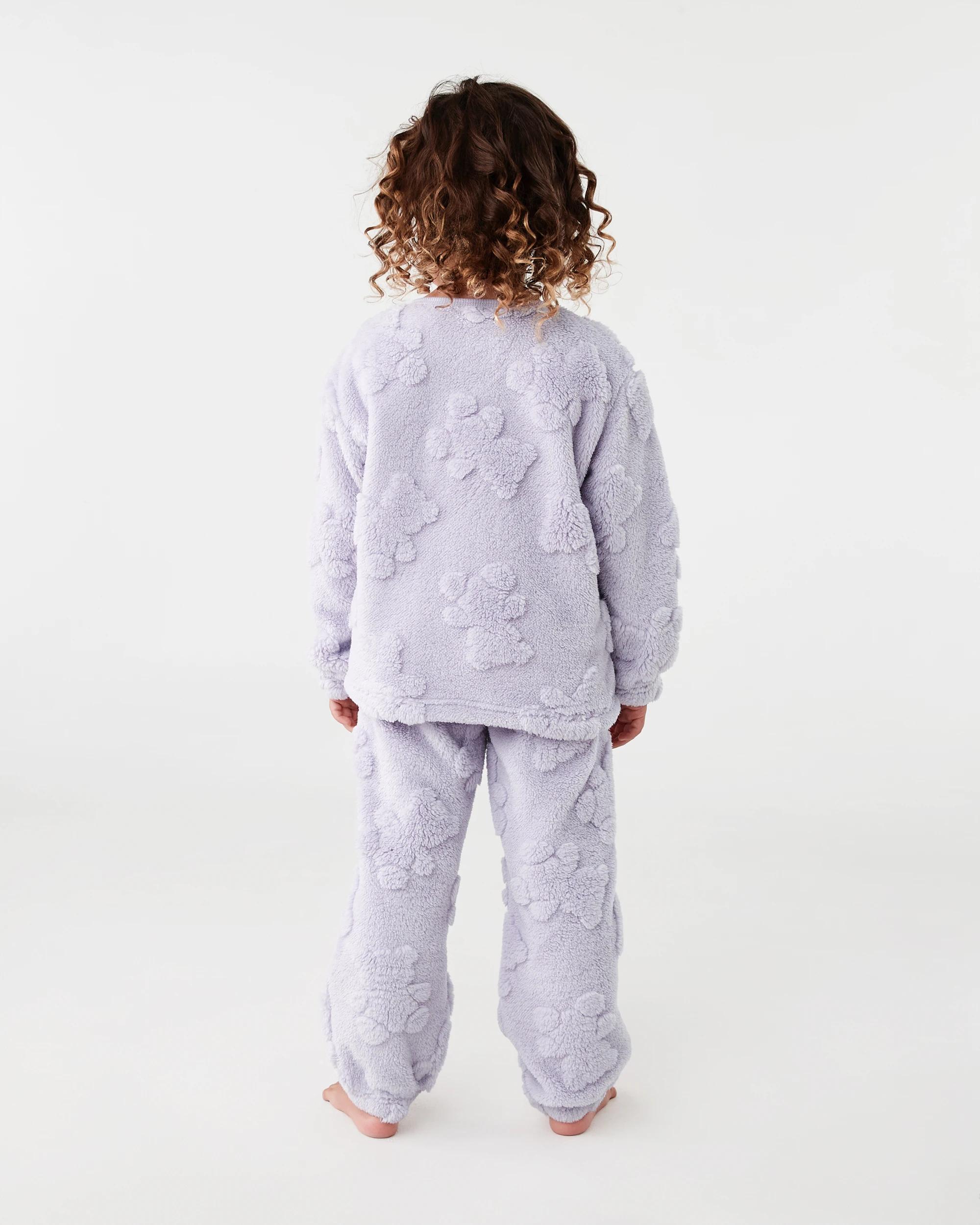 2 Embossed Fluffy Pyjama Set Prp Bear, 2 of 7