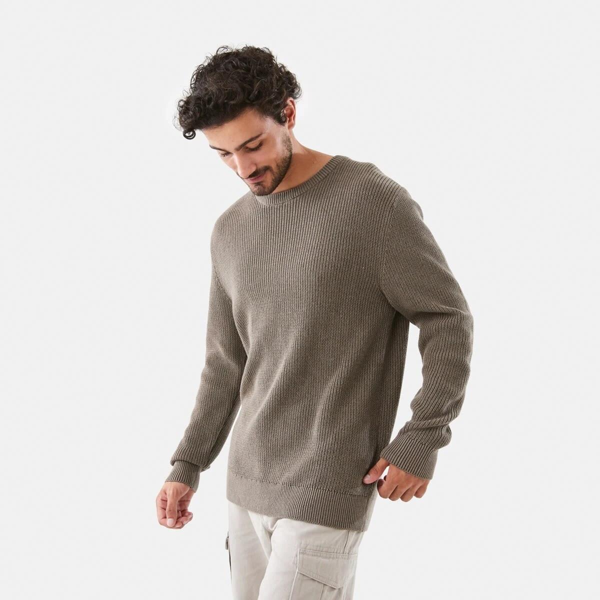 1 Textured Crew Knit Jumper Brn Eagle, 1 of 6
