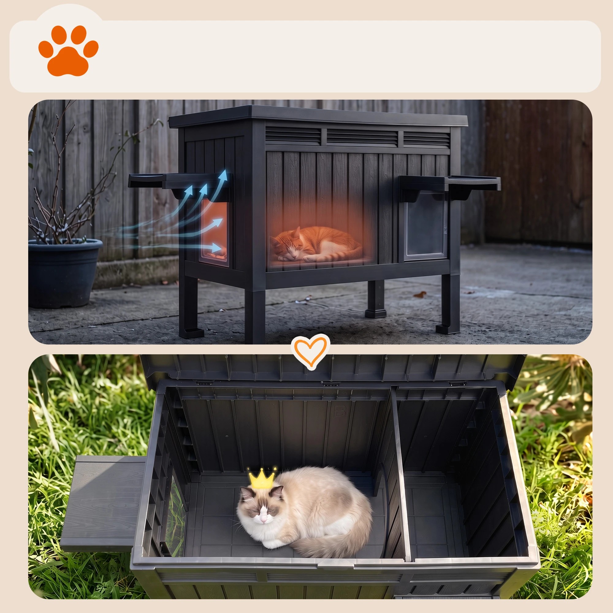 5 i.Pet Outdoor Cat House Pet Kennel Enclosure Cat Shelter Condo Rabbit Hutch - Charcoal, 5 of 7