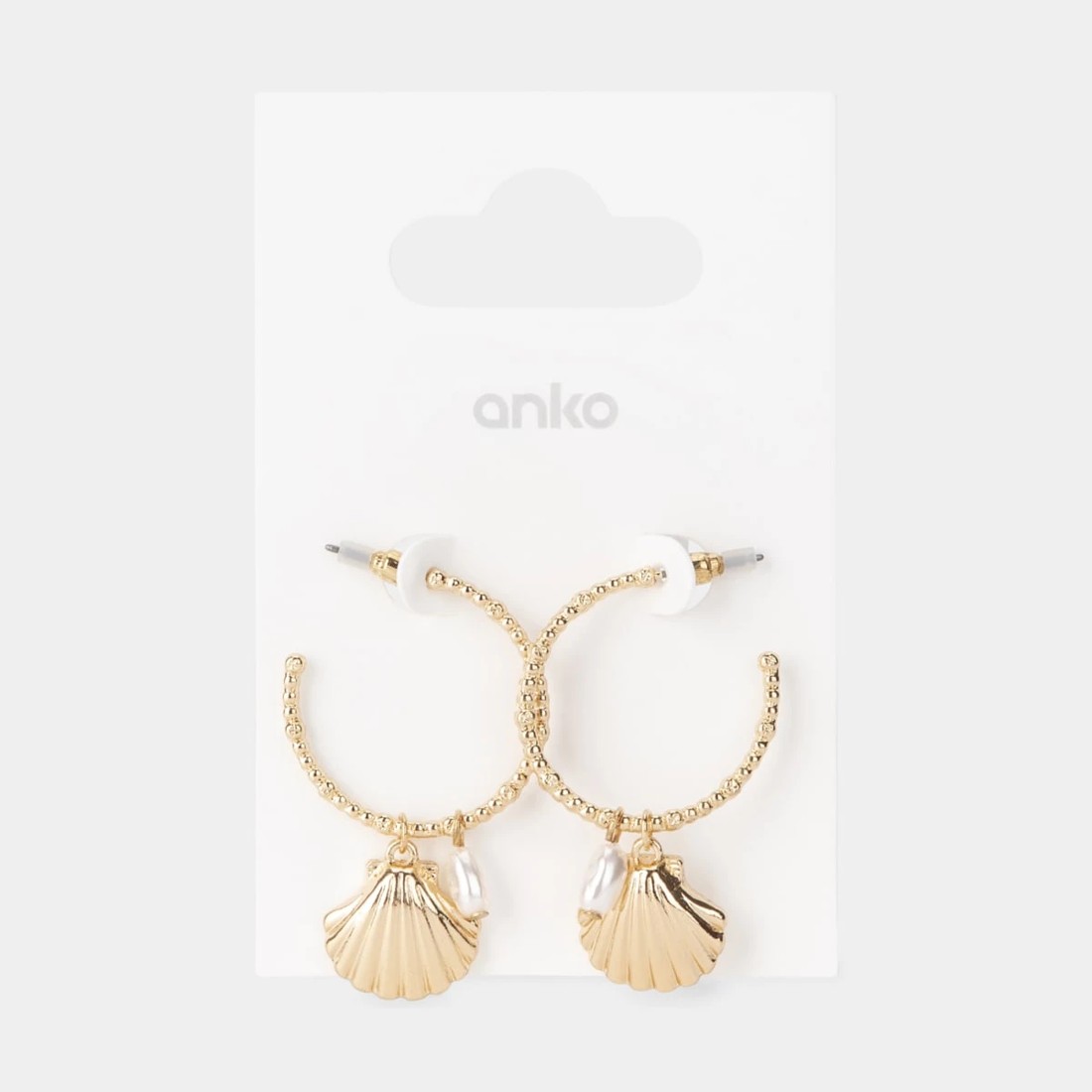 3 Shell Beaded Hoop Earrings - Gold Tone, 3 of 3