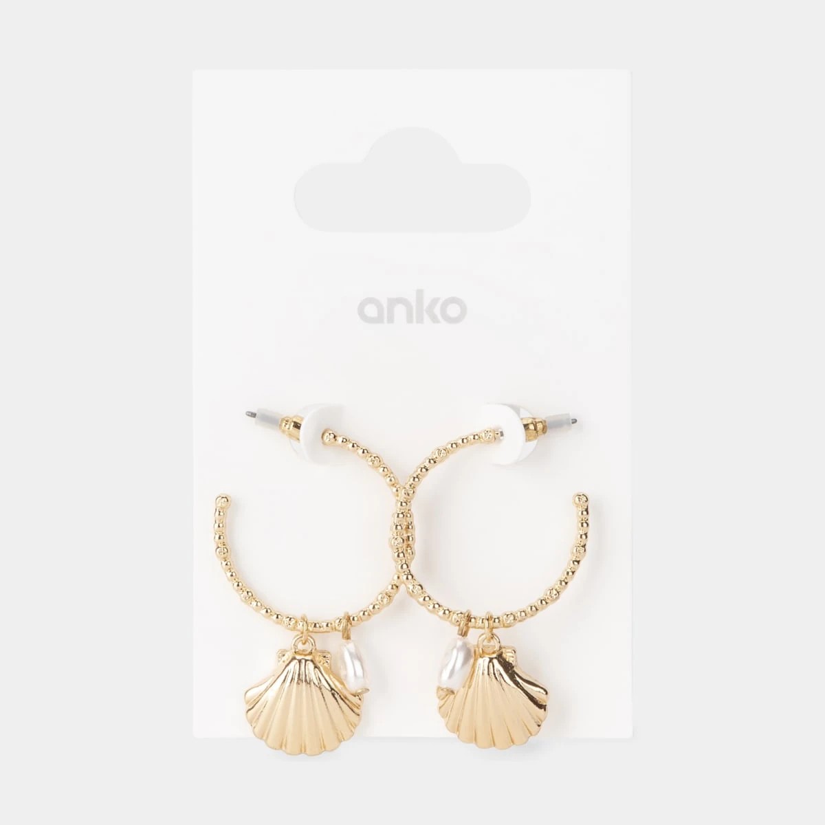 3 Shell Beaded Hoop Earrings - Gold Tone, 3 of 3