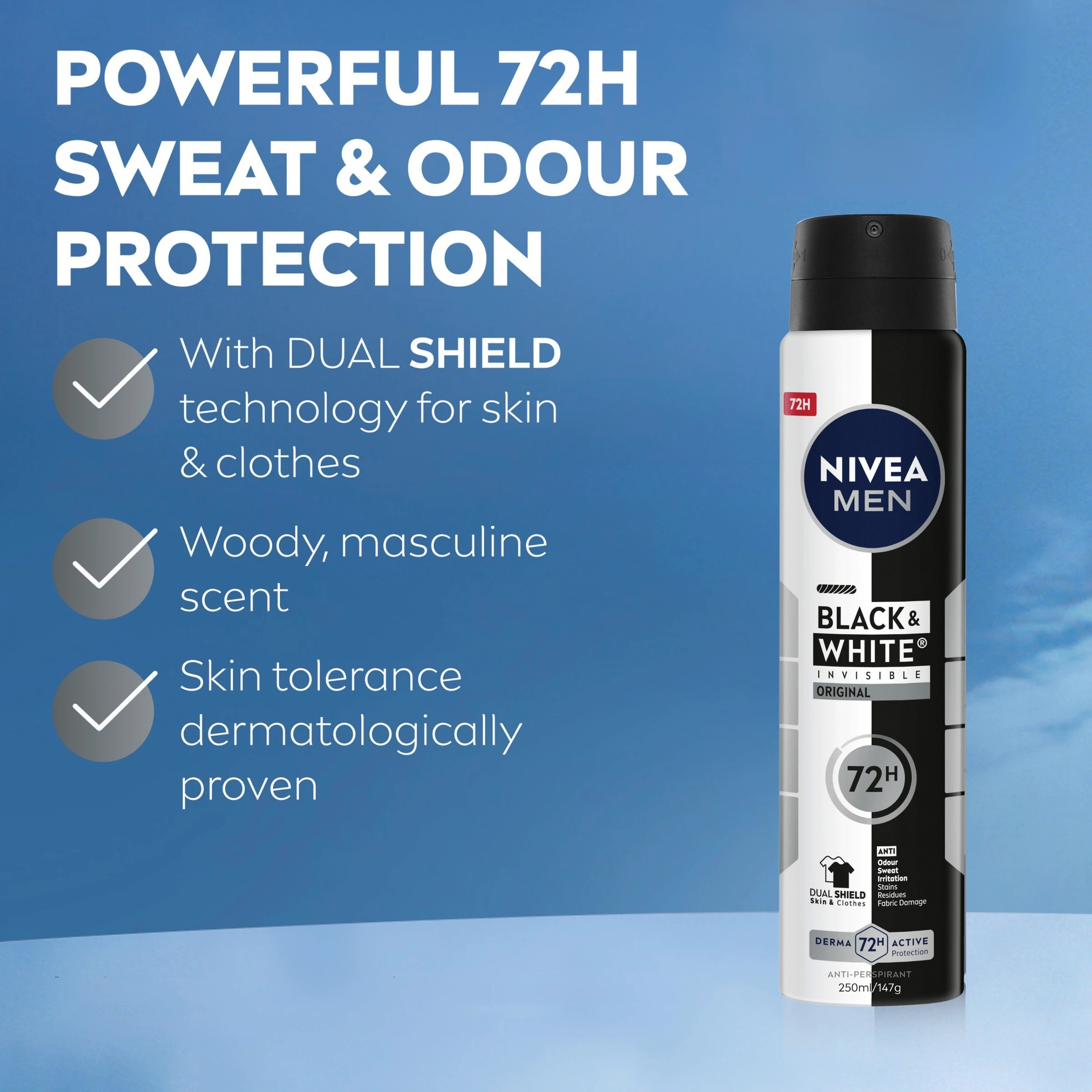 3 Nivea Men Black & White Invisible Original Anti-Perspirant Aerosol Deodorant 250ml, 3 of 8