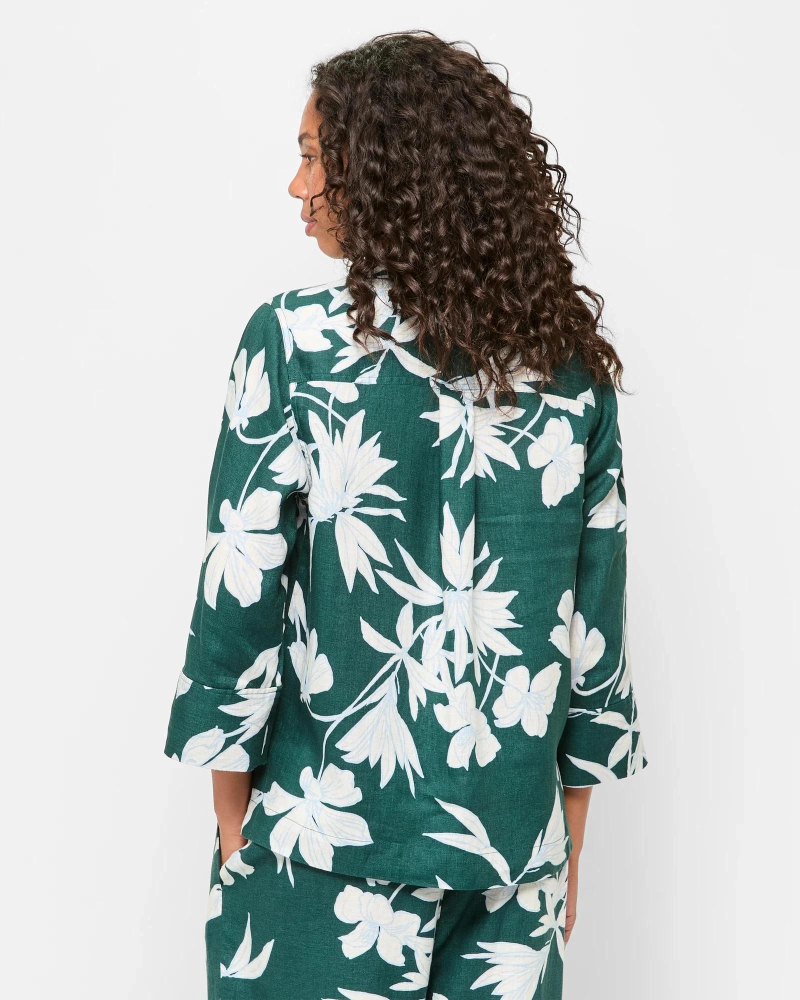 4 Target Woman European Linen 3/4 Sleeve Popover Shirt STENCIL FLORAL, 4 of 5