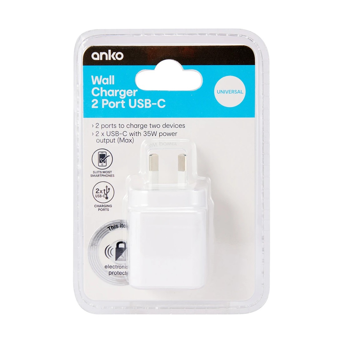 4 35W USB-C Dual Wall Charger - White, 4 of 5
